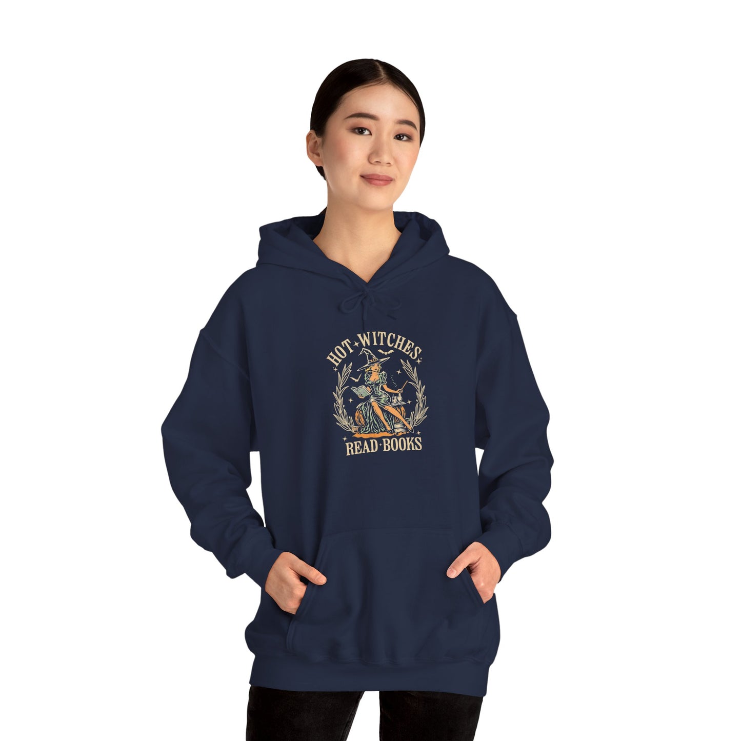 Hot Witches Read Books Hoodie, Cozy Gift for Book Lovers, Halloween Apparel, Magical Reading Gift