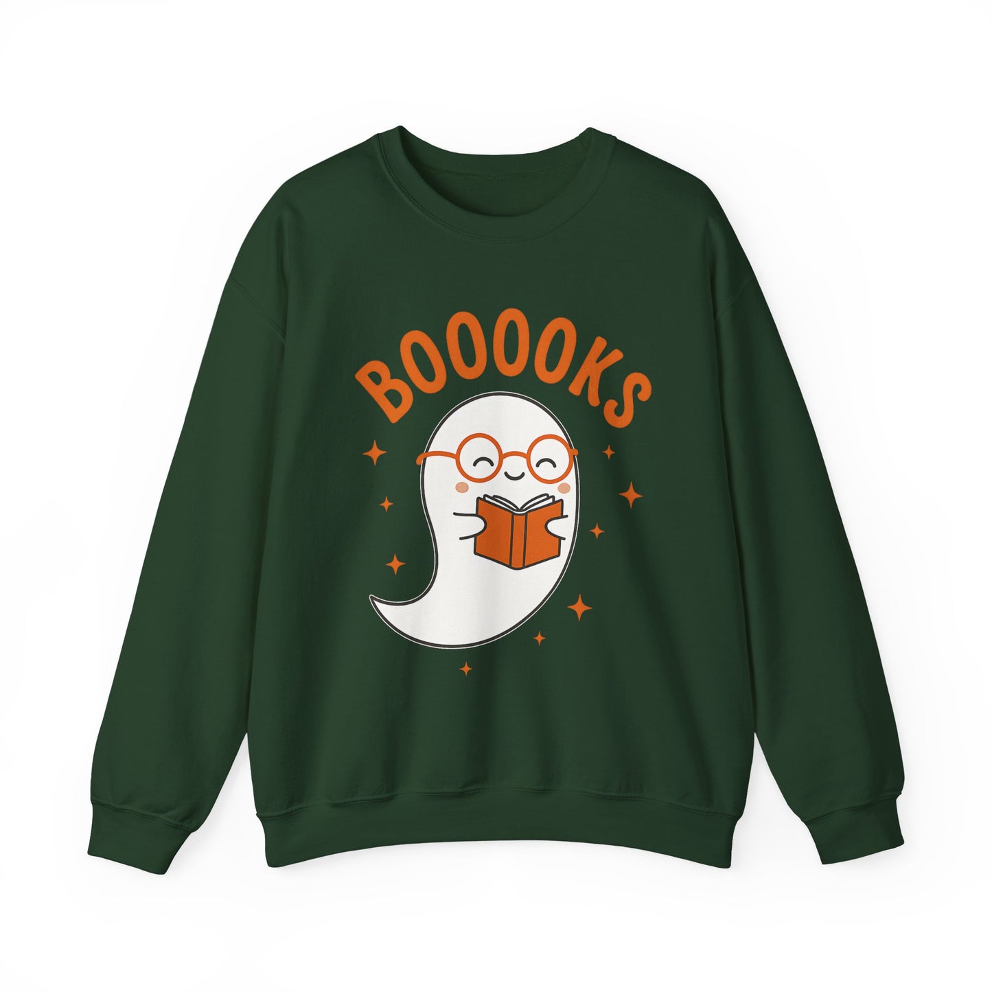 Boooooks Ghost Reading Sweatshirt - Halloween Fashion, Literary Gift, Bookworm Apparel