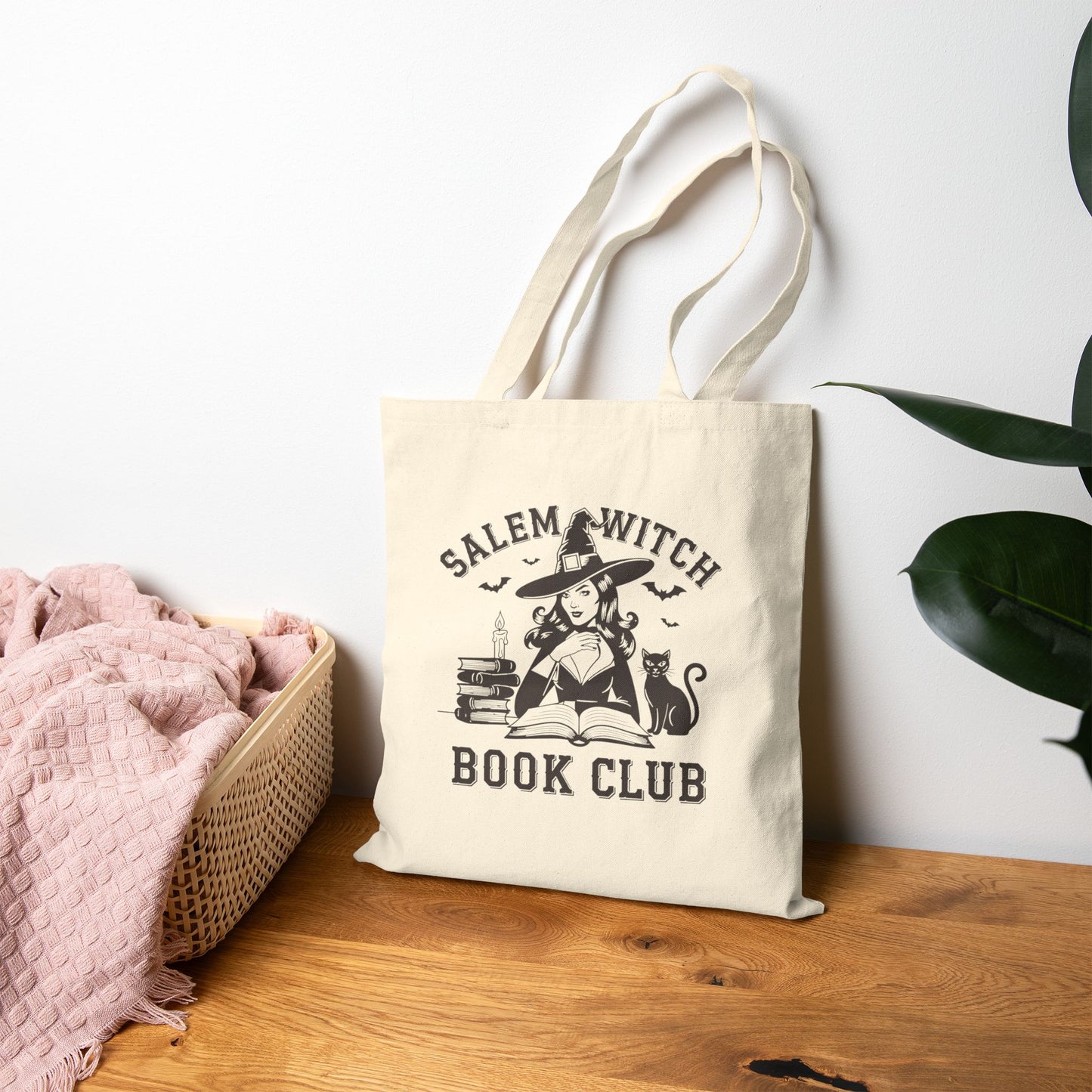 Salem Witch Book Club Cotton Canvas Tote Bag, Witchy Gift, Book Lovers Tote, Halloween Accessory, Eco-Friendly Shopping Bag