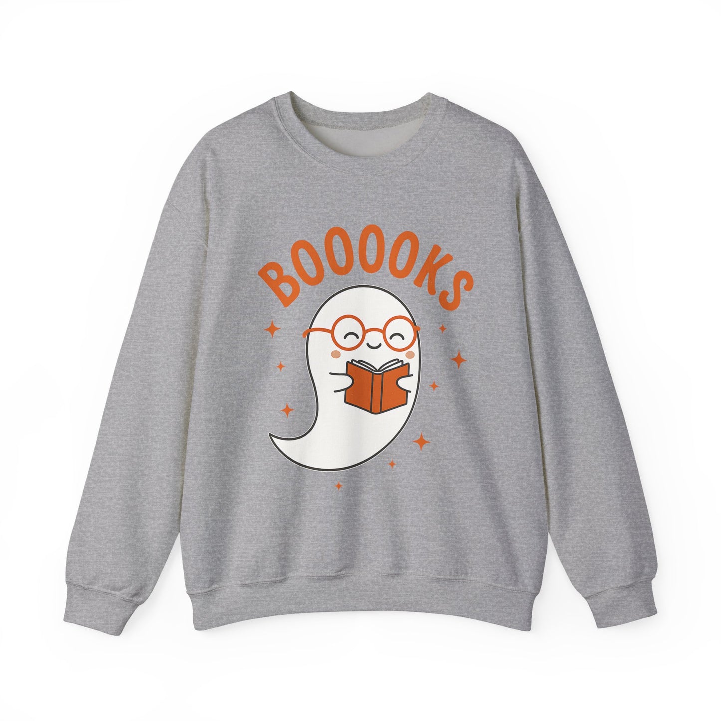 Boooooks Ghost Reading Sweatshirt - Halloween Fashion, Literary Gift, Bookworm Apparel