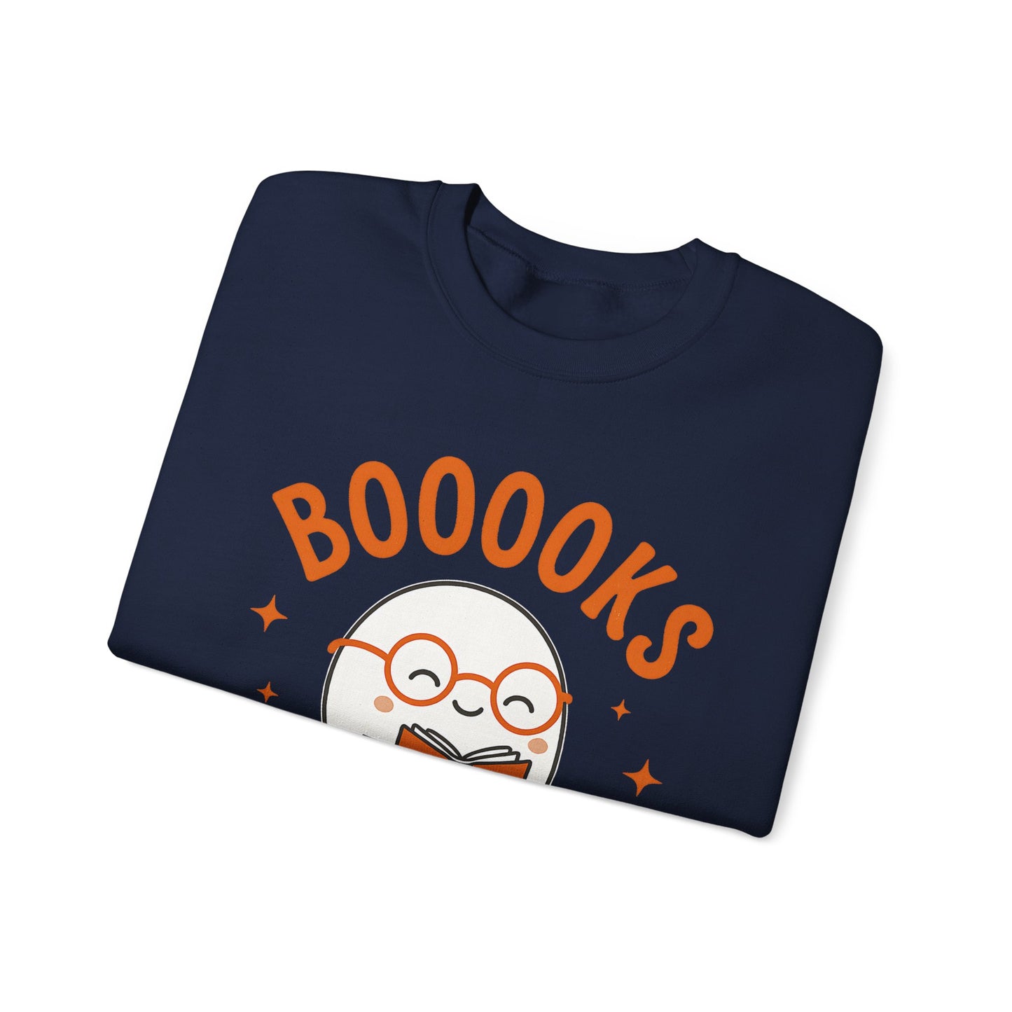 Boooooks Ghost Reading Sweatshirt - Halloween Fashion, Literary Gift, Bookworm Apparel