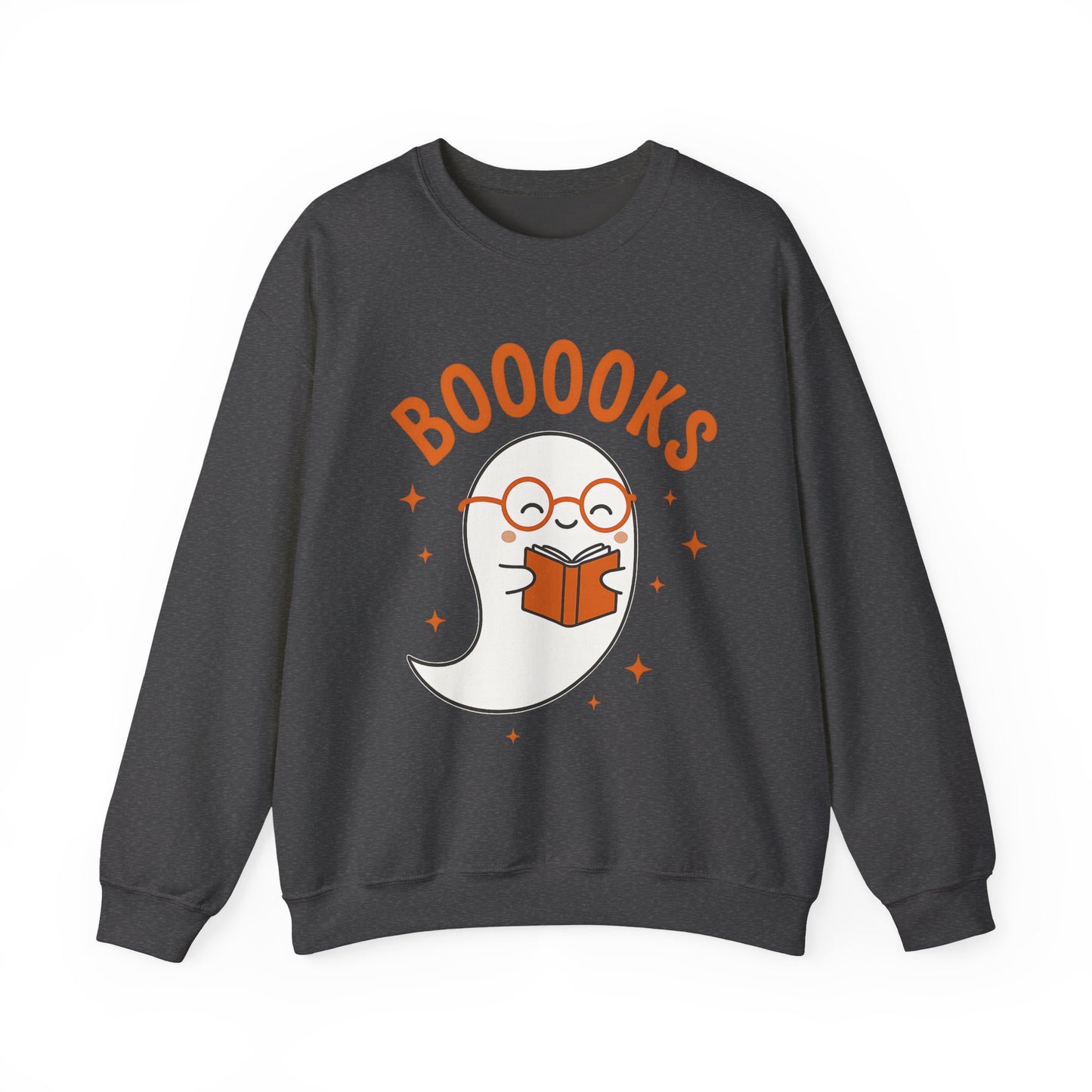 Boooooks Ghost Reading Sweatshirt - Halloween Fashion, Literary Gift, Bookworm Apparel