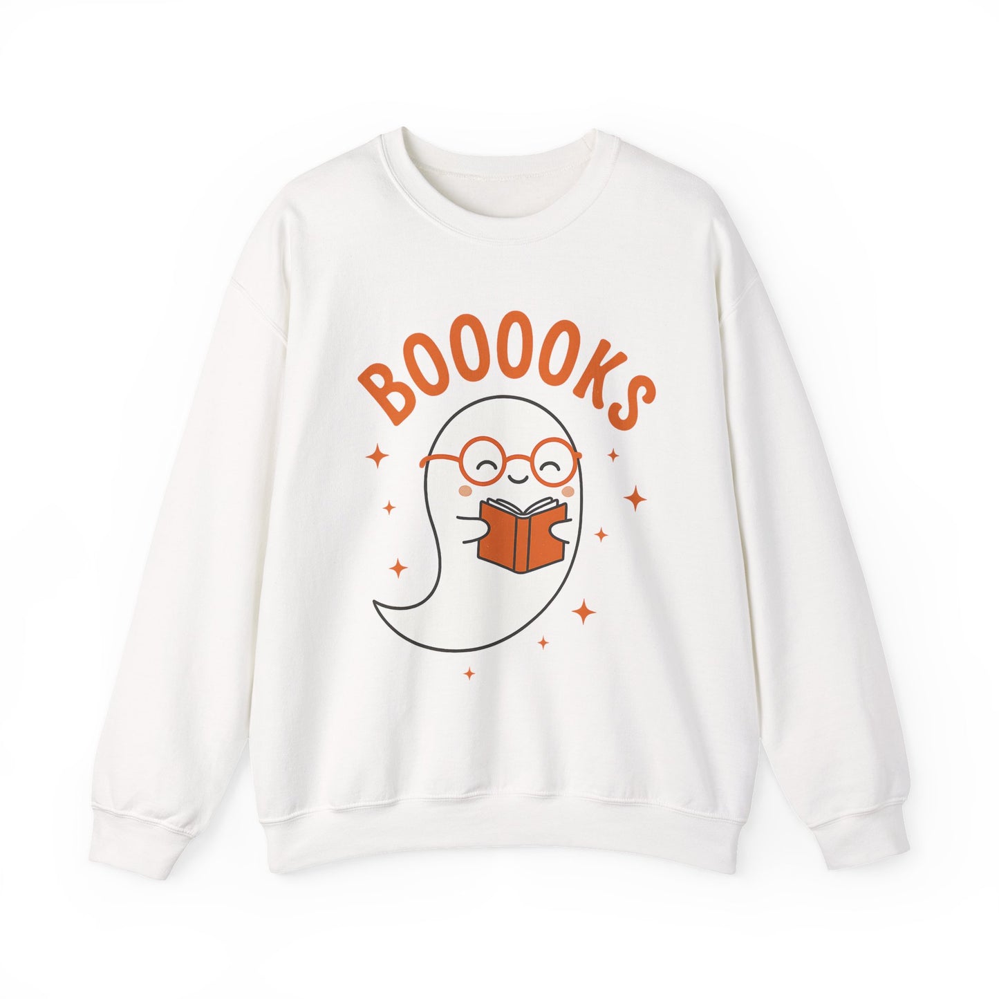 Boooooks Ghost Reading Sweatshirt - Halloween Fashion, Literary Gift, Bookworm Apparel