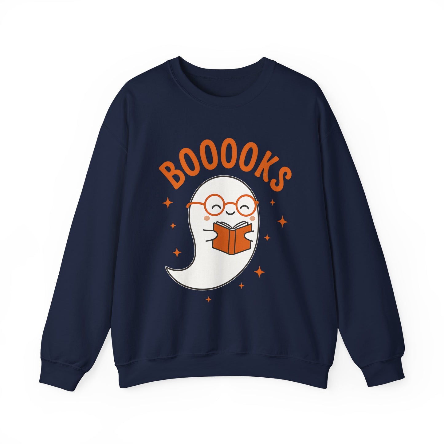 Boooooks Ghost Reading Sweatshirt - Halloween Fashion, Literary Gift, Bookworm Apparel