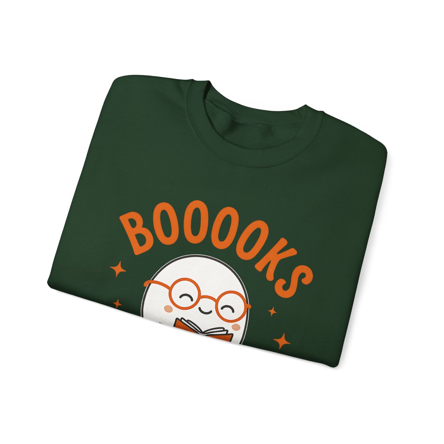 Boooooks Ghost Reading Sweatshirt - Halloween Fashion, Literary Gift, Bookworm Apparel