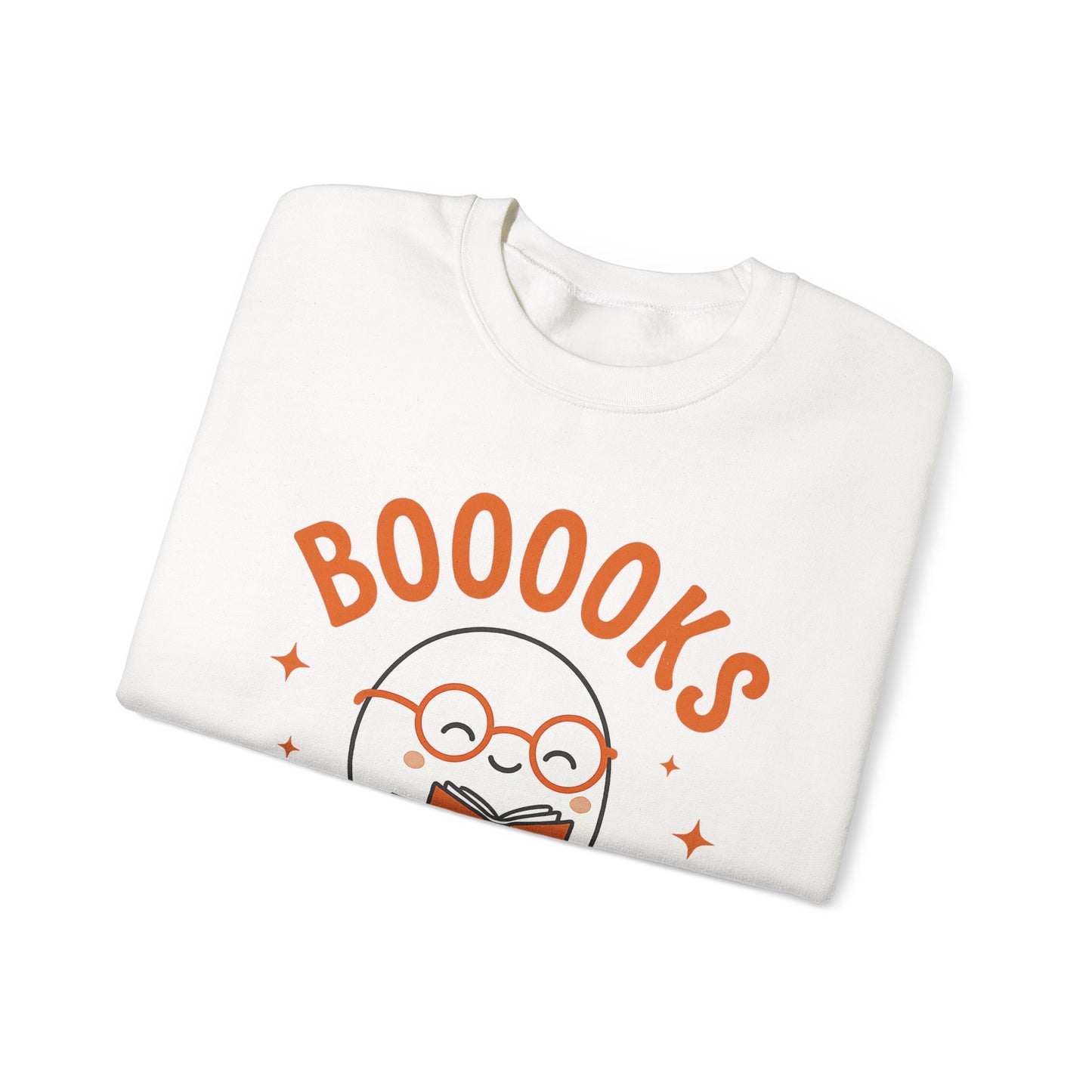 Boooooks Ghost Reading Sweatshirt - Halloween Fashion, Literary Gift, Bookworm Apparel