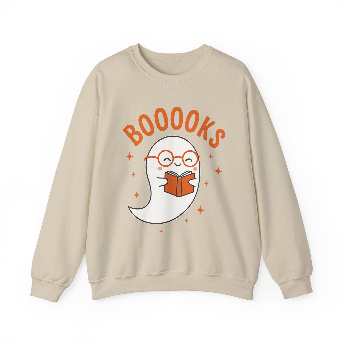Boooooks Ghost Reading Sweatshirt - Halloween Fashion, Literary Gift, Bookworm Apparel
