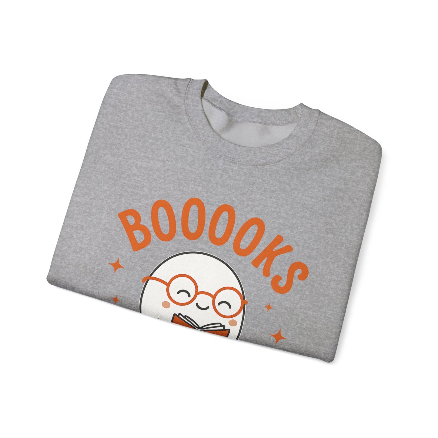 Boooooks Ghost Reading Sweatshirt - Halloween Fashion, Literary Gift, Bookworm Apparel