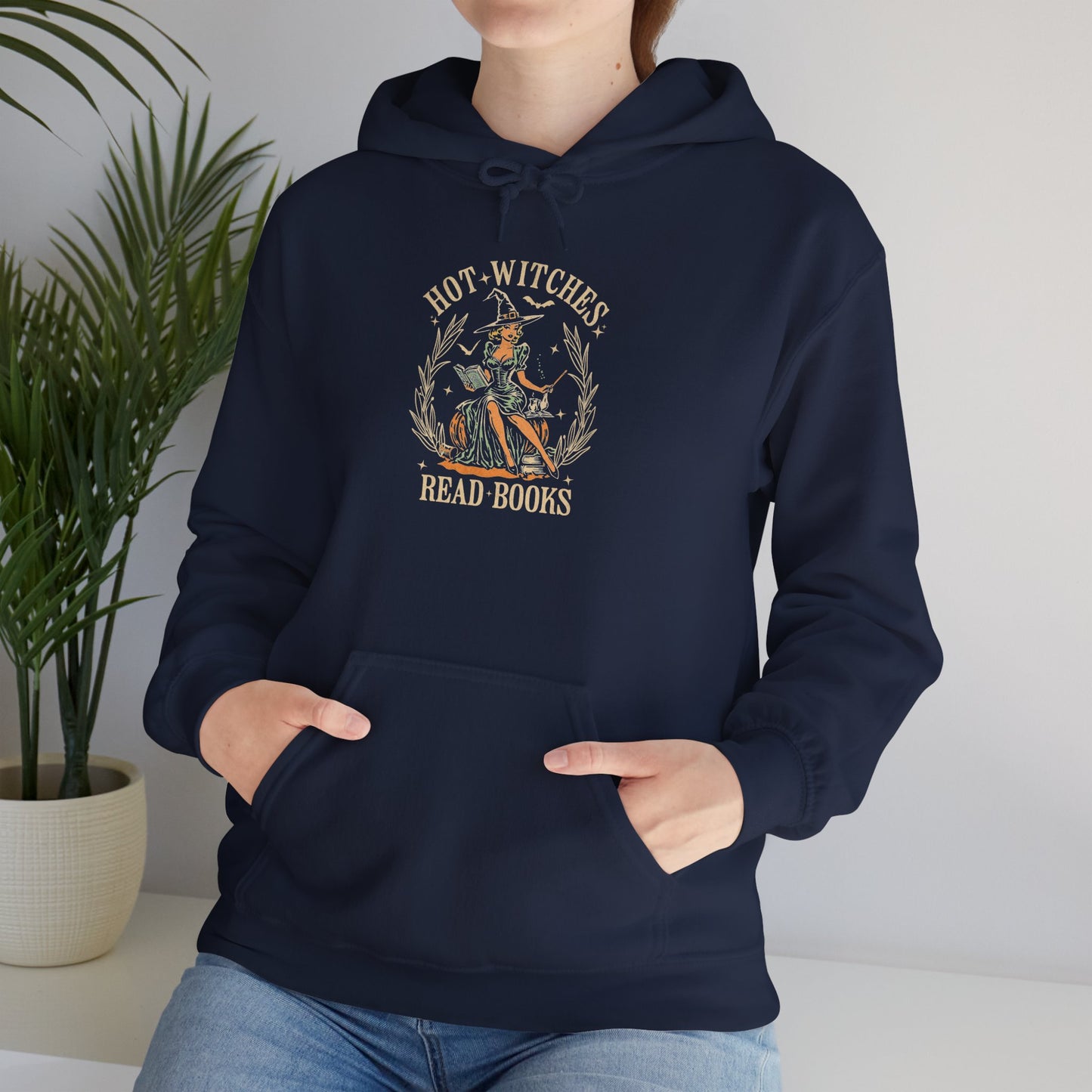 Hot Witches Read Books Hoodie, Cozy Gift for Book Lovers, Halloween Apparel, Magical Reading Gift