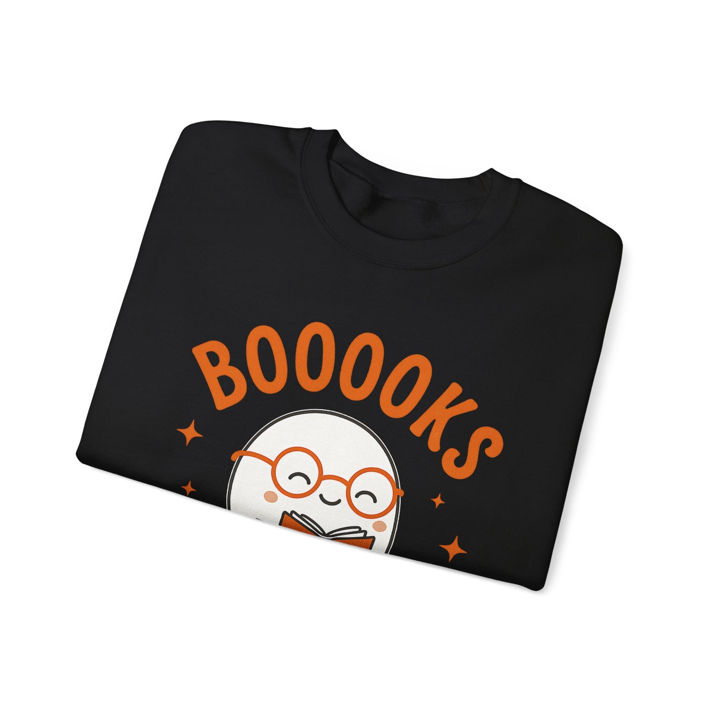 Boooooks Ghost Reading Sweatshirt - Halloween Fashion, Literary Gift, Bookworm Apparel