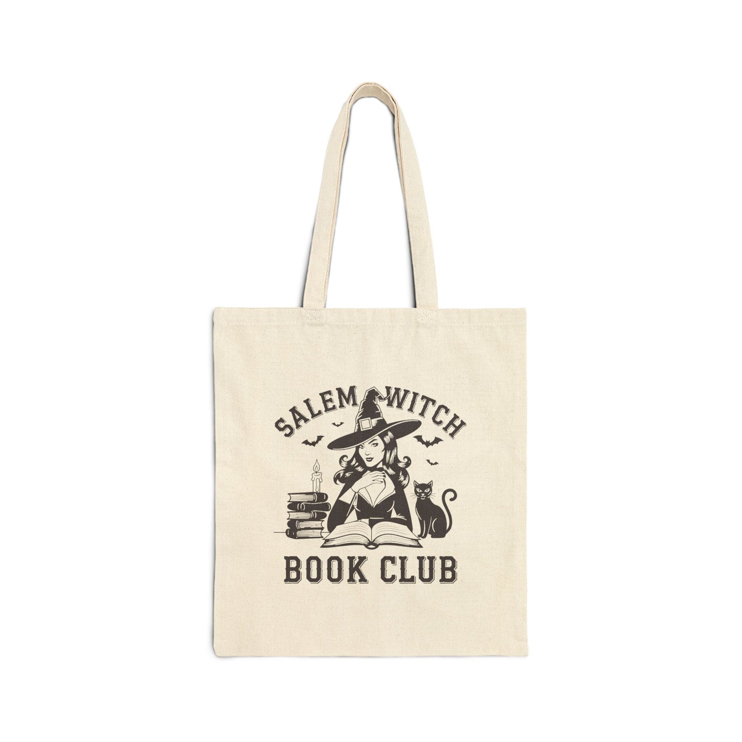 Salem Witch Book Club Cotton Canvas Tote Bag, Witchy Gift, Book Lovers Tote, Halloween Accessory, Eco-Friendly Shopping Bag