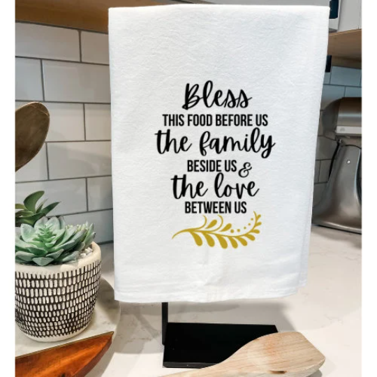 Bless This Food Before Us Dinner Prayer Dish Towel | Dinner Blessing Dish Towel