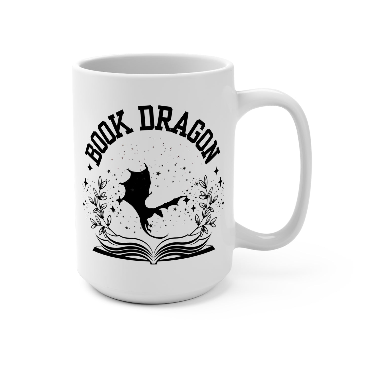 Book Dragon Mug - 15oz Literary Gift, Perfect for Book Lovers, Coffee Lovers, Unique Gift for Readers, Reading Enthusiast, Cozy Vibes