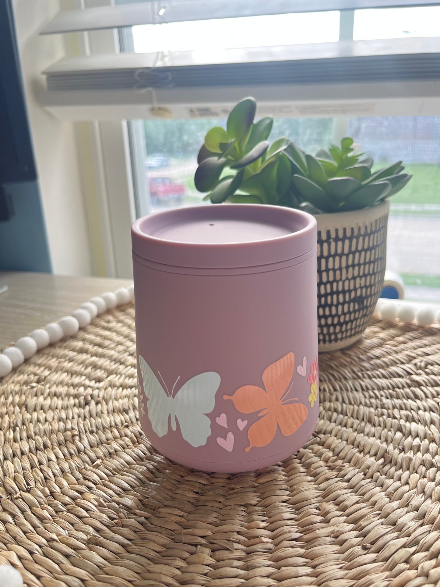 Mauve Butterflies Border 10oz Acrylic Port Wine Tumbler