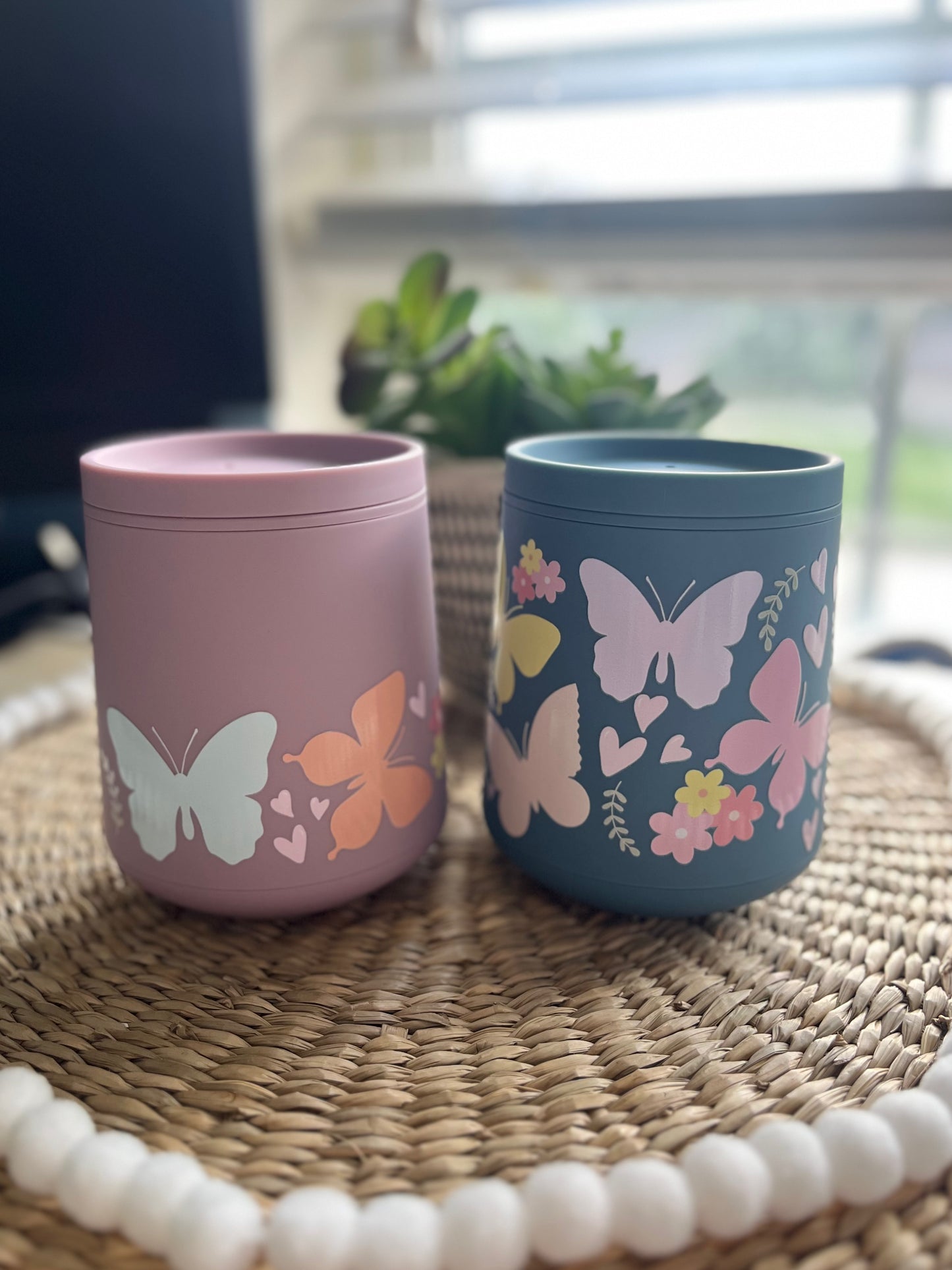 Slate Blue Butterflies 10oz Acrylic Port Wine Tumbler