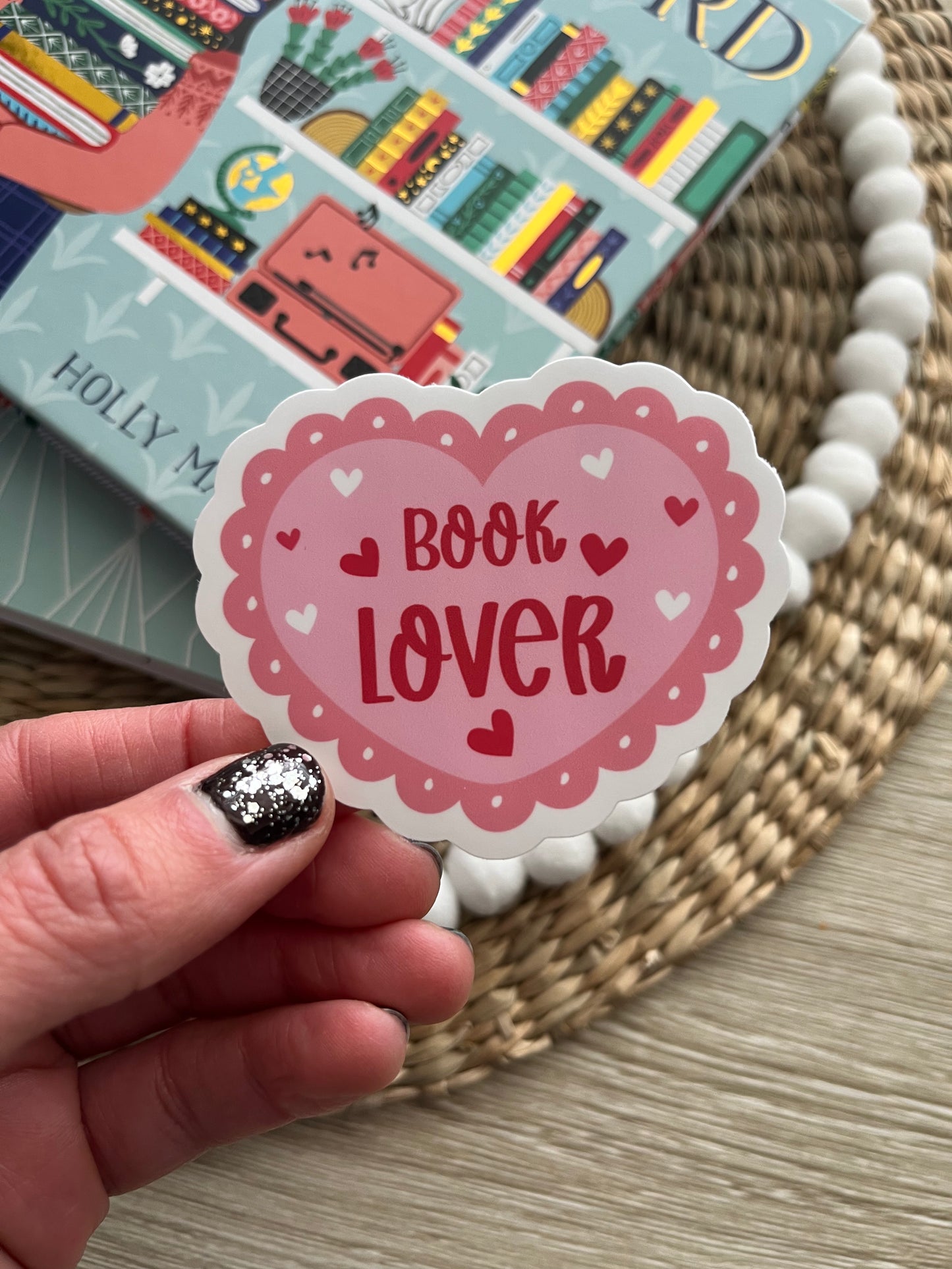 Book Lover Lace Heart Matte Finish Bookish Sticker