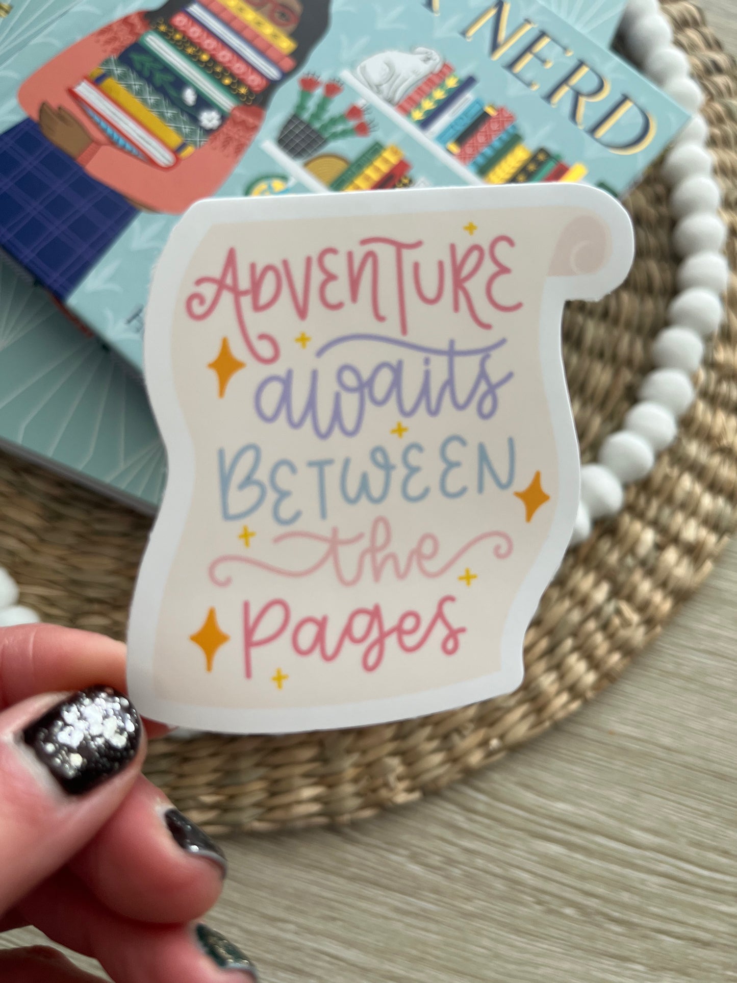Adventure Awaits Between the Pages Bookish Matte Finish Sticker