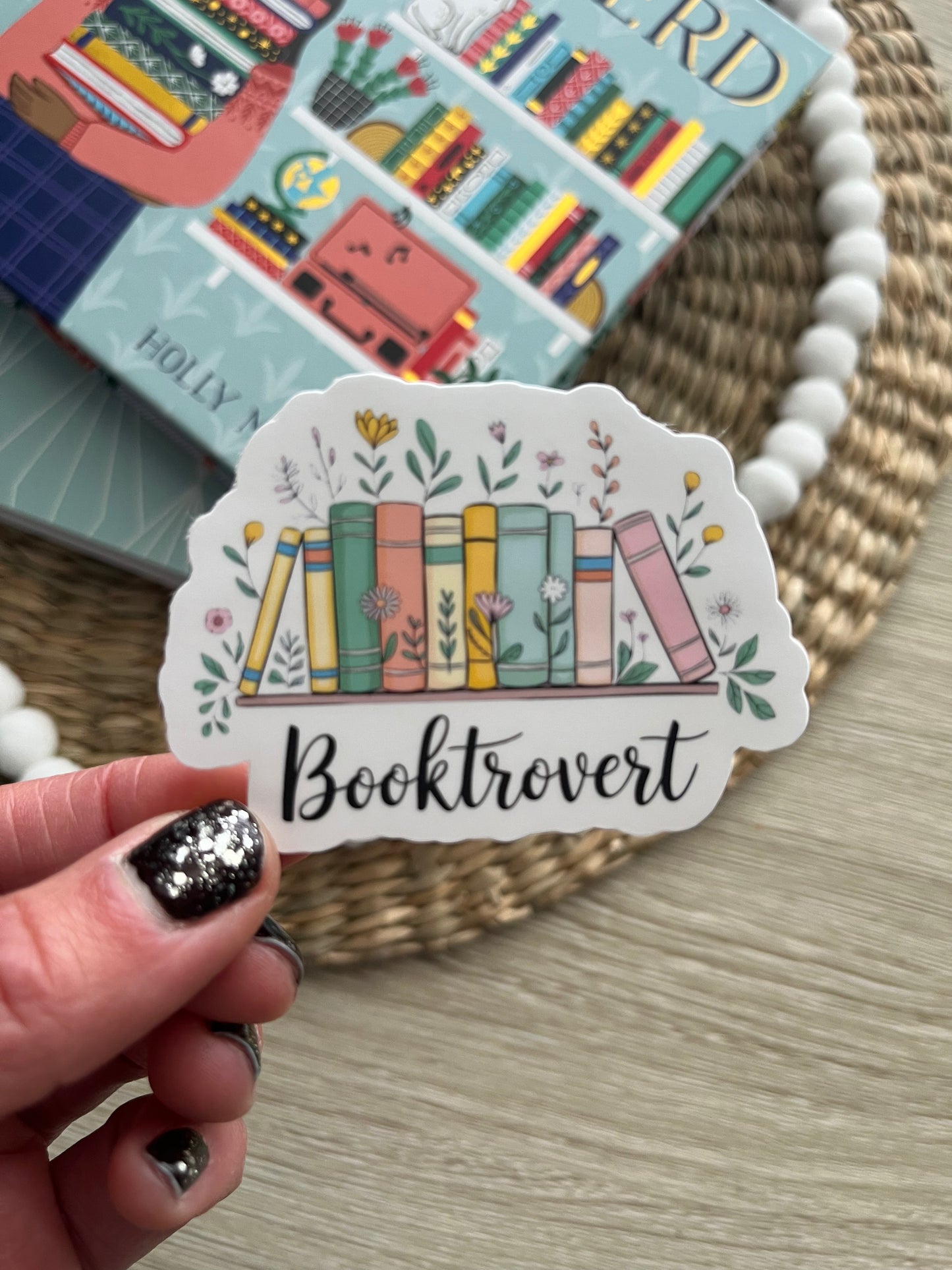 Booktrovert Pastel Floral Bookish Sticker - Matte Finish