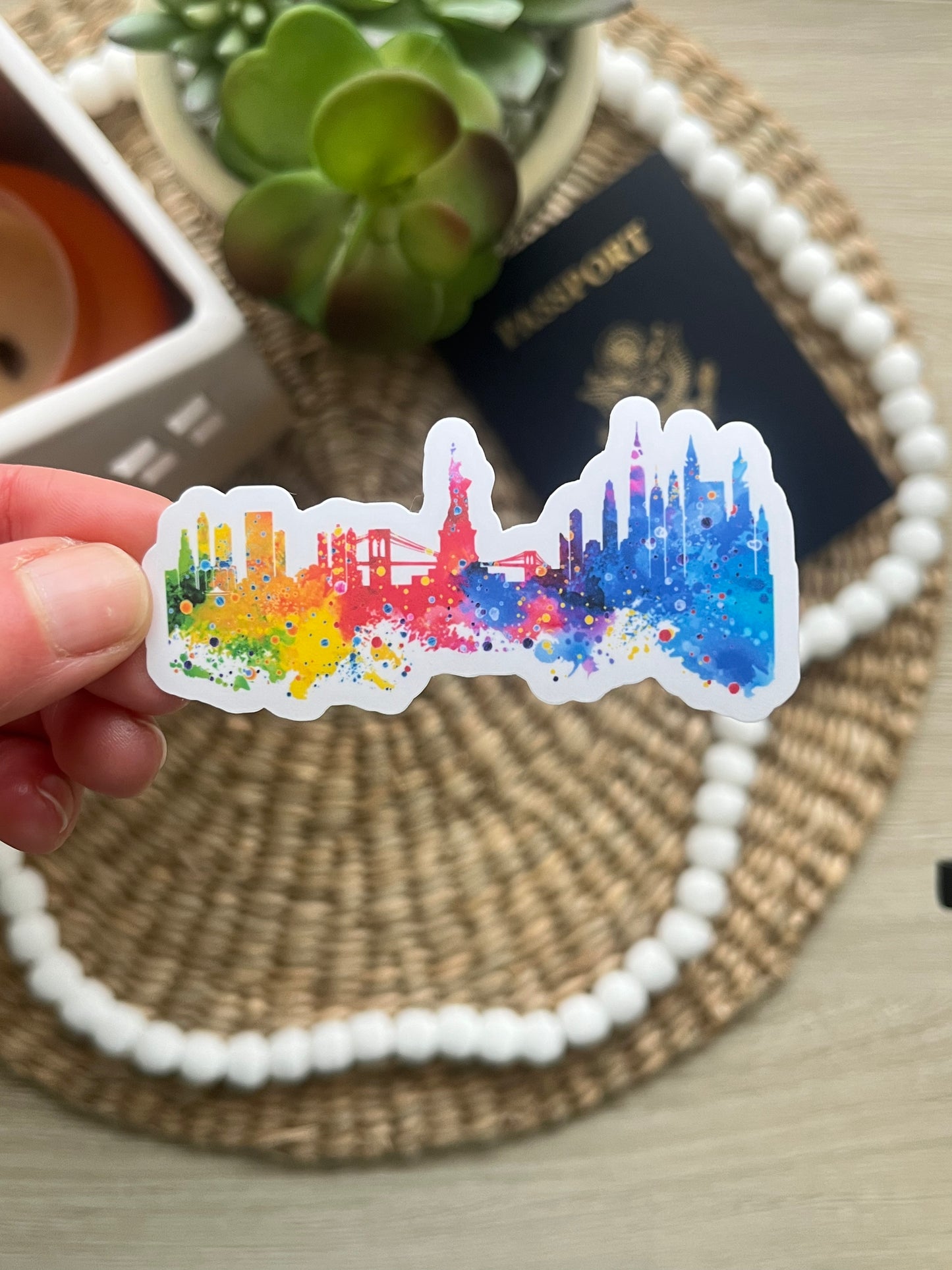 New York City Skyline Travel Lover Sticker | Watercolor Landmarks Sticker