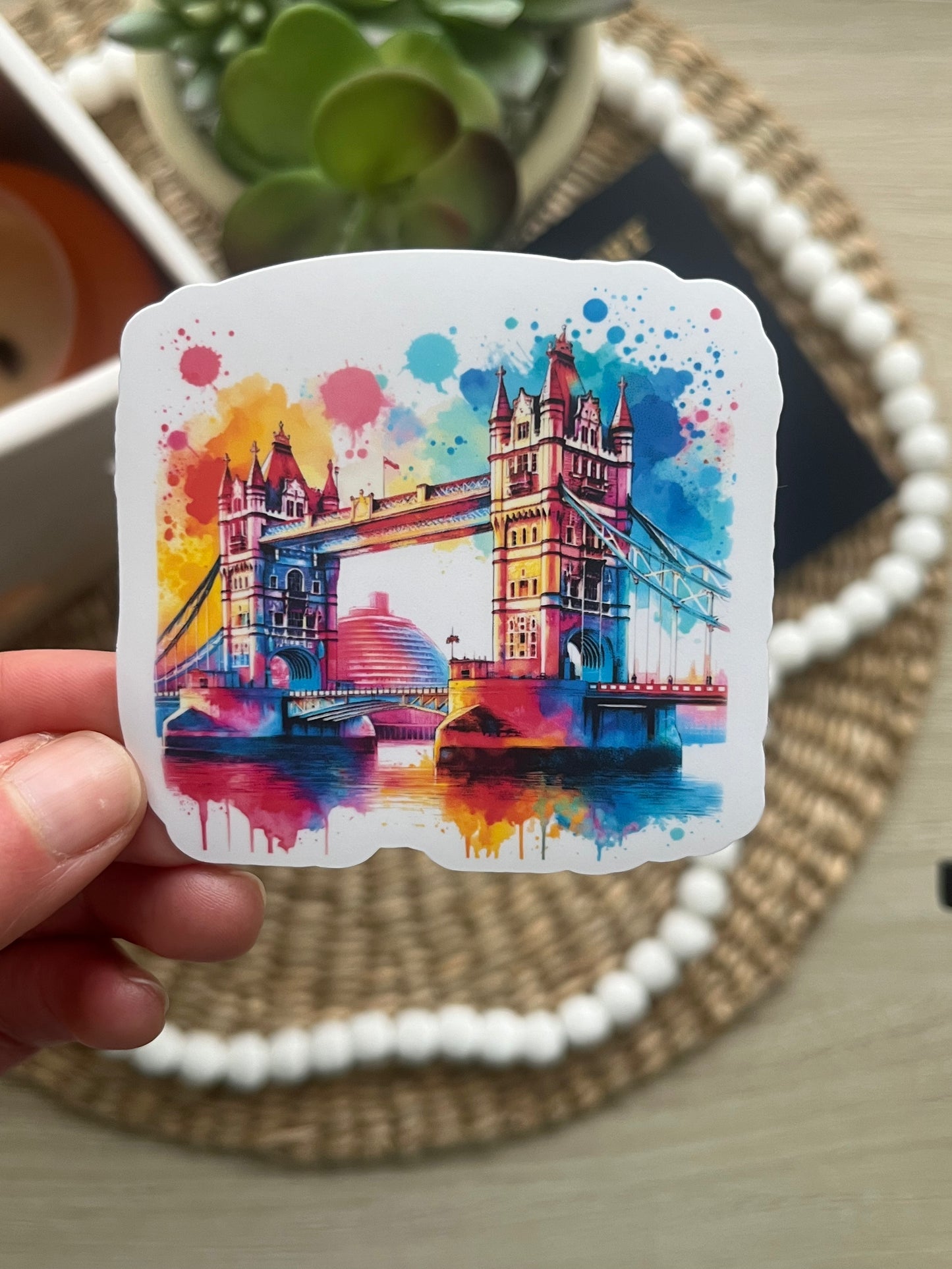 Tower Bridge London Travel Lover Sticker | Watercolor Landmarks Sticker