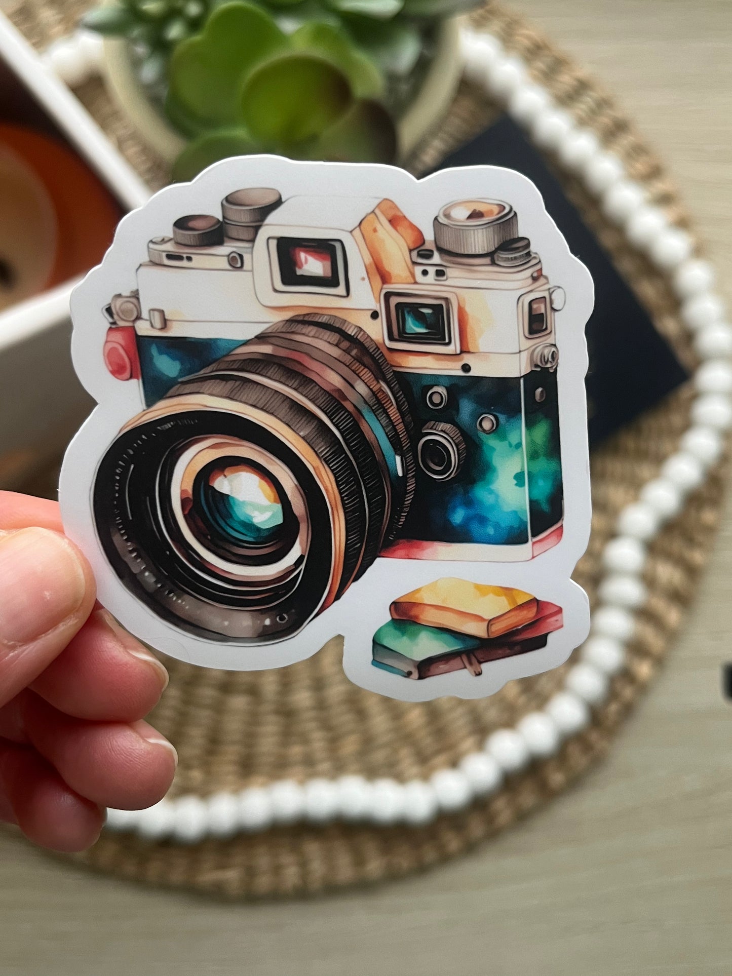 Vintage Watercolor Camera Travel Lover Sticker