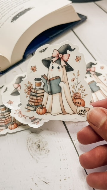 Reading Ghost Sticker | Bookish Sticker | Halloween Sticker