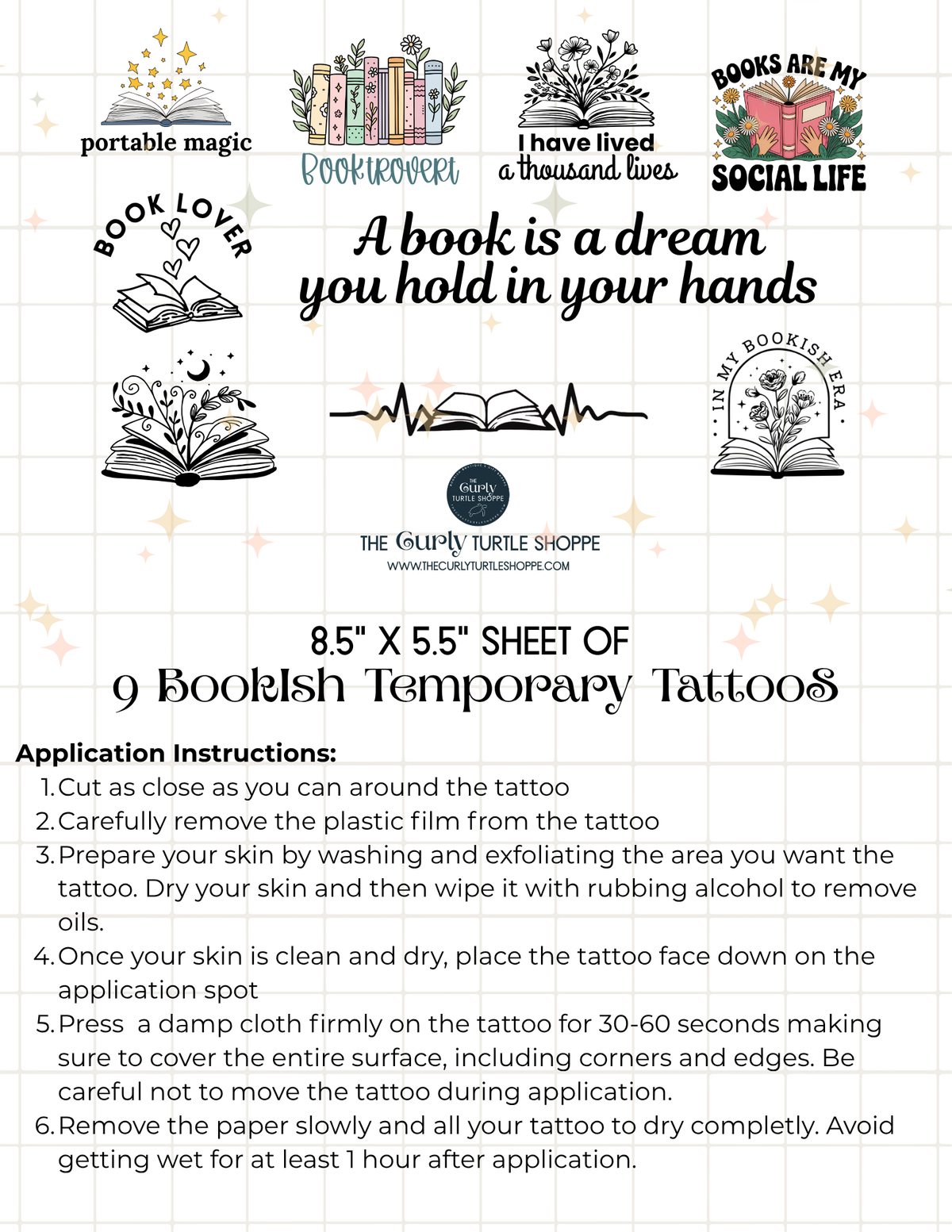 Book Lover Temporary Tattoos