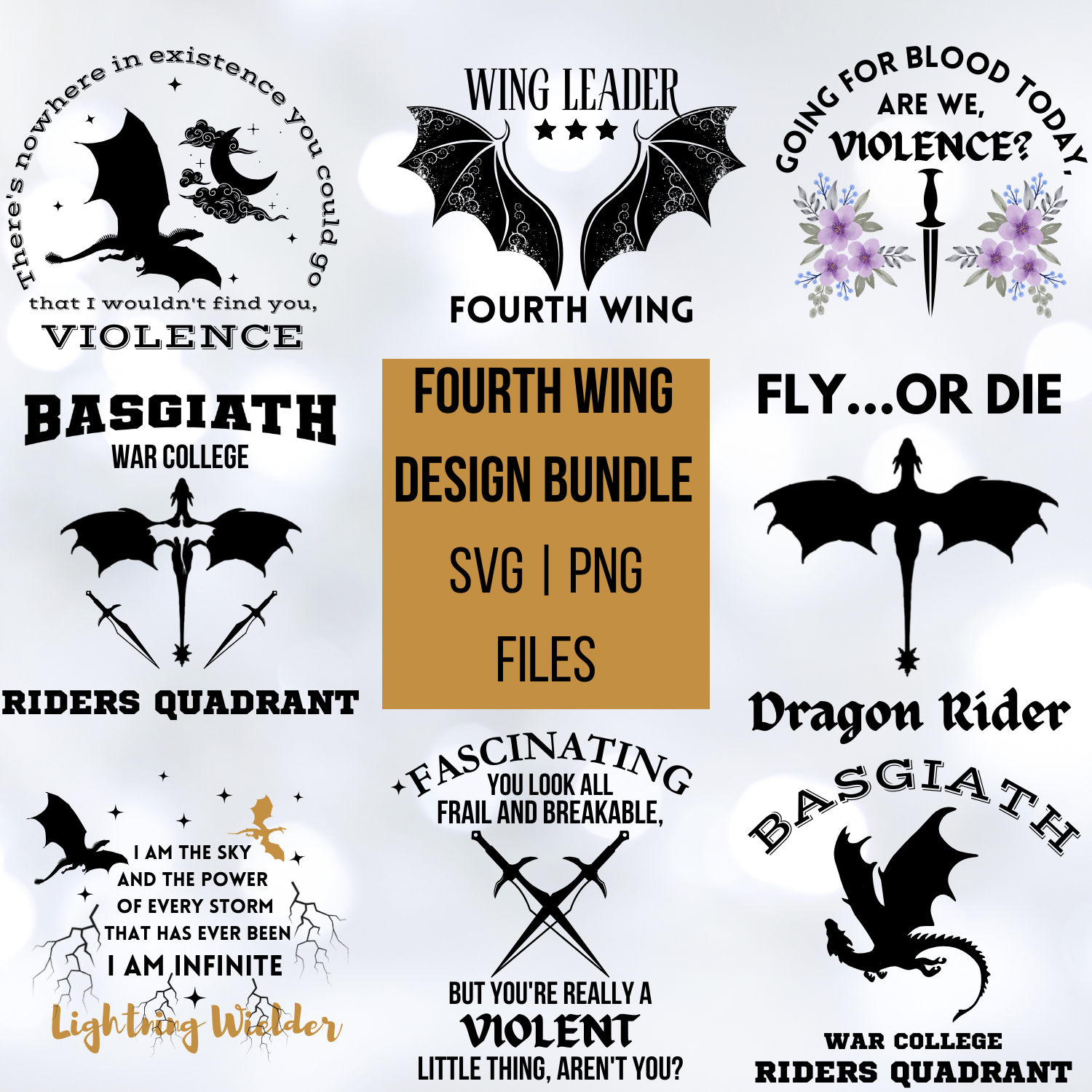 Fourth Wing Design Bundle | Fourth Wing svg | Fourth Wing png | Wing ...
