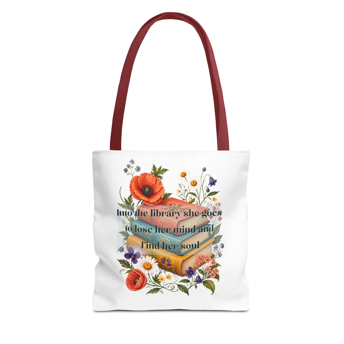 Into the Library She Goes | Book Lover Canvas Tote