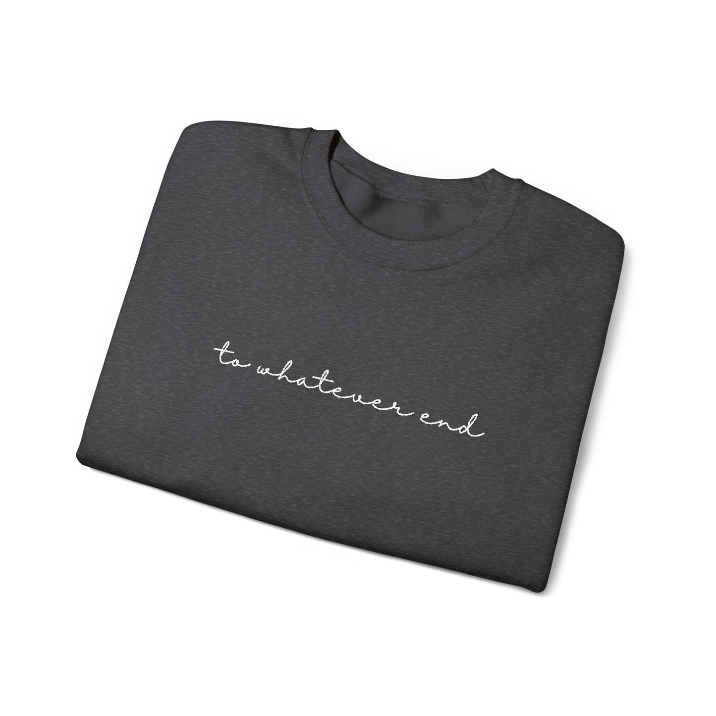 Throne of Glass "To Whatever End" Embroidered Crewneck Sweatshirt with Fireheart sleeve design