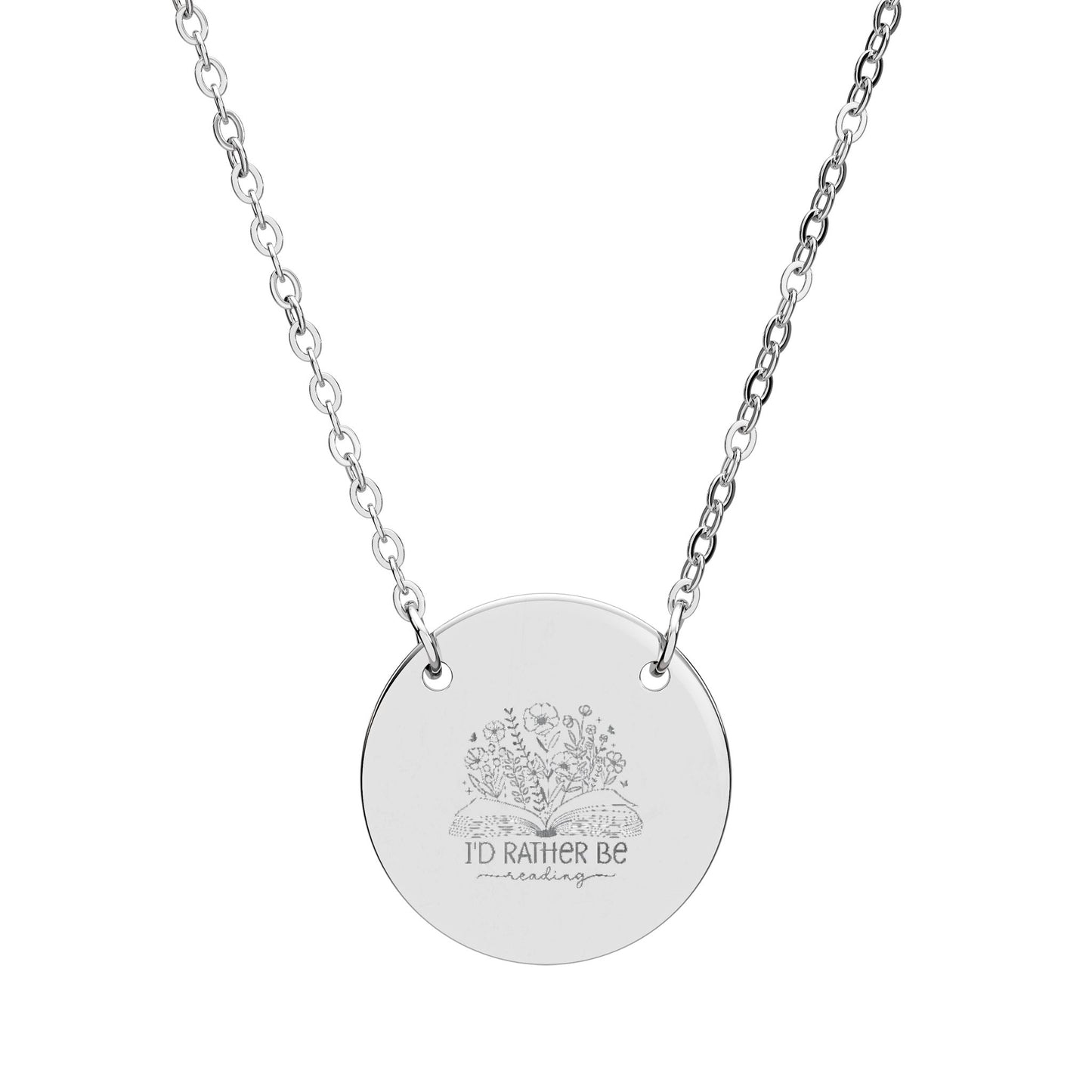 I'd Rather Be Reading Engraved Circle Necklace