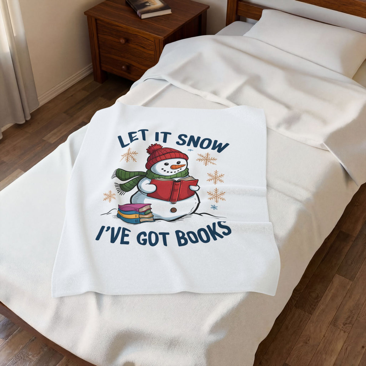 Let it Snow, I've Got Books Velveteen Plush Blanket | Cozy Reader Gift