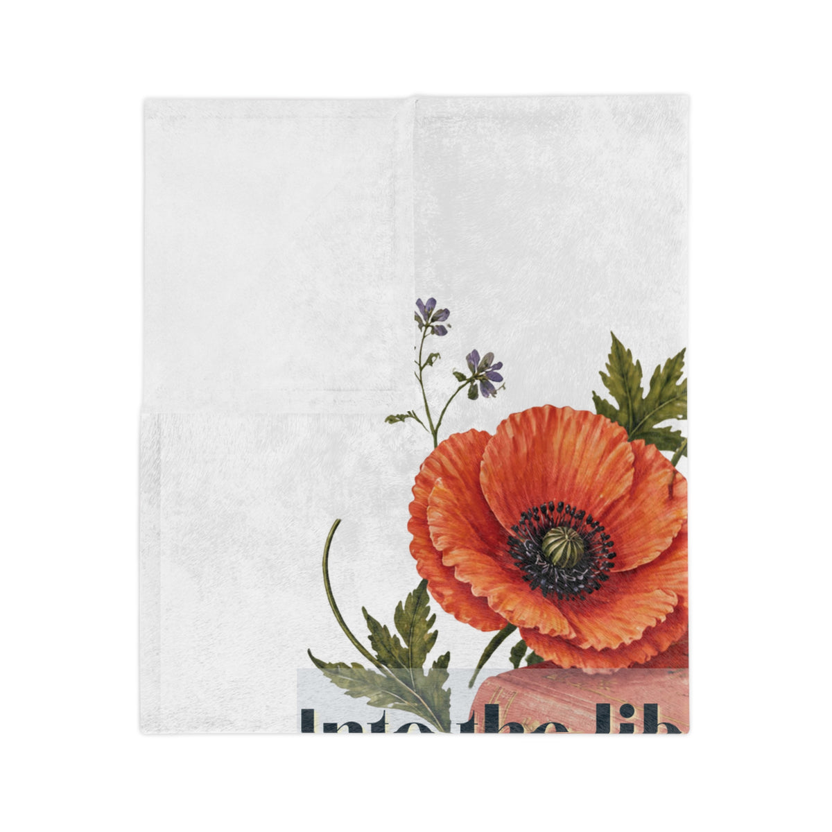 Into the Library She Goes Floral Book Lover Velveteen Blanket