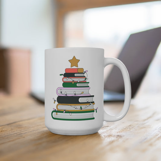 Christmas Book Lover's Mug, Holiday Gift for Readers, Cozy Drinkware for Winter Nights, Literary Christmas Decor, Festive Coffee Cup