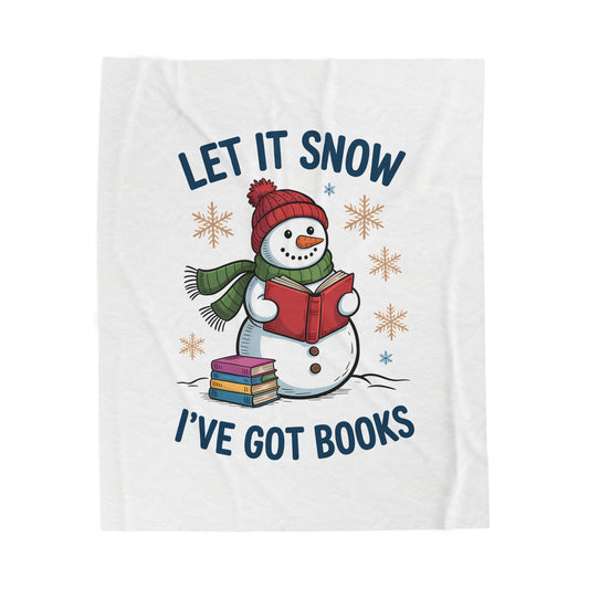Let it Snow, I've Got Books Velveteen Plush Blanket | Cozy Reader Gift