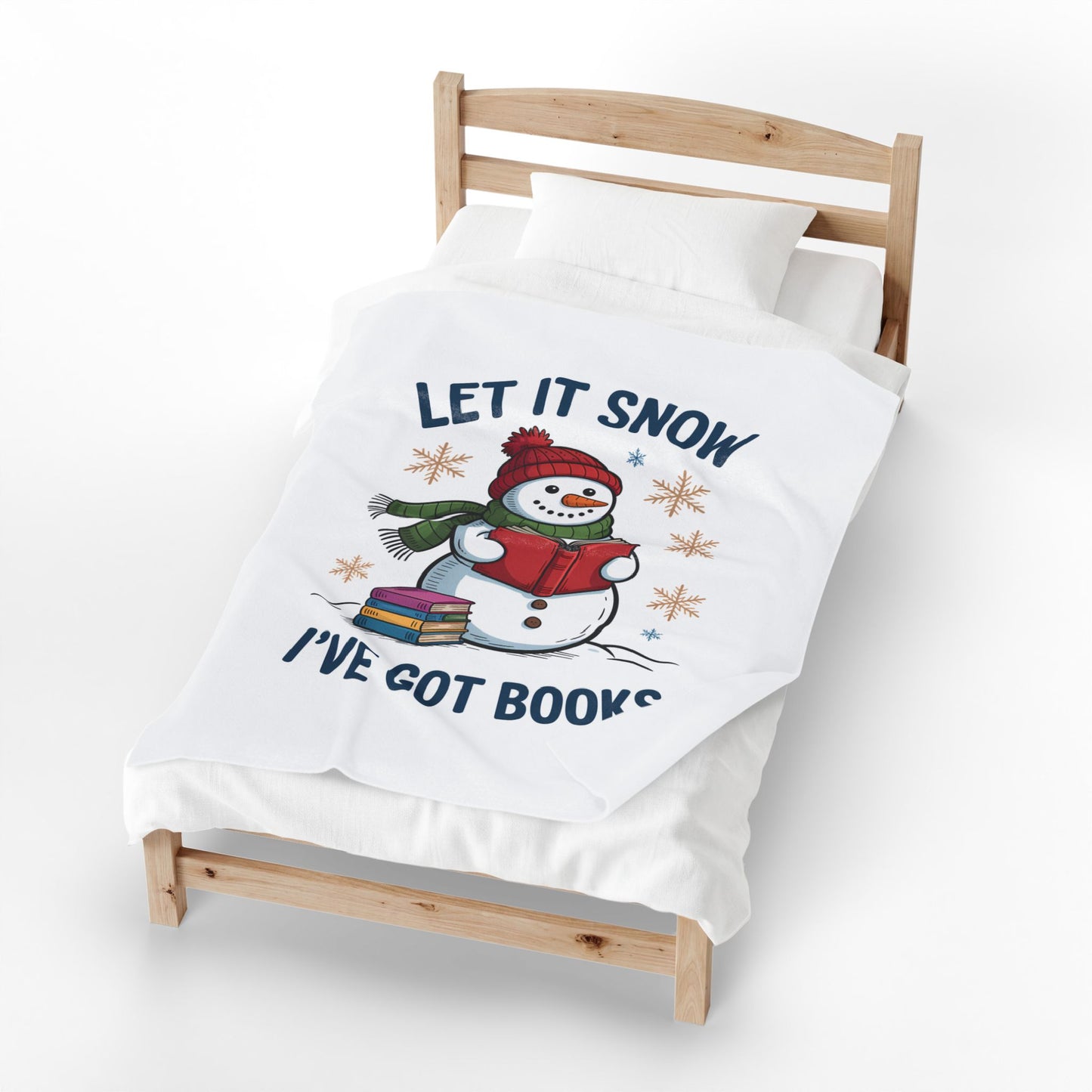 Let it Snow, I've Got Books Velveteen Plush Blanket | Cozy Reader Gift