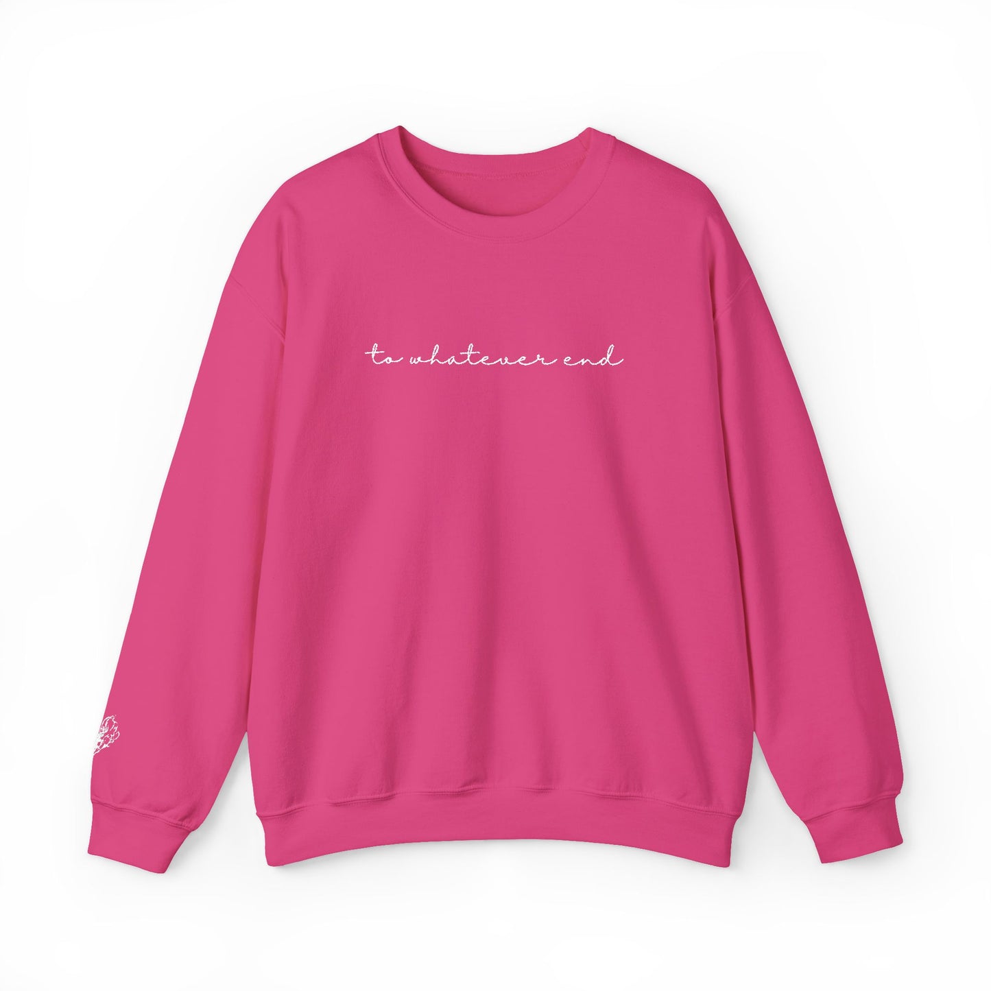 Throne of Glass "To Whatever End" Embroidered Crewneck Sweatshirt with Fireheart sleeve design