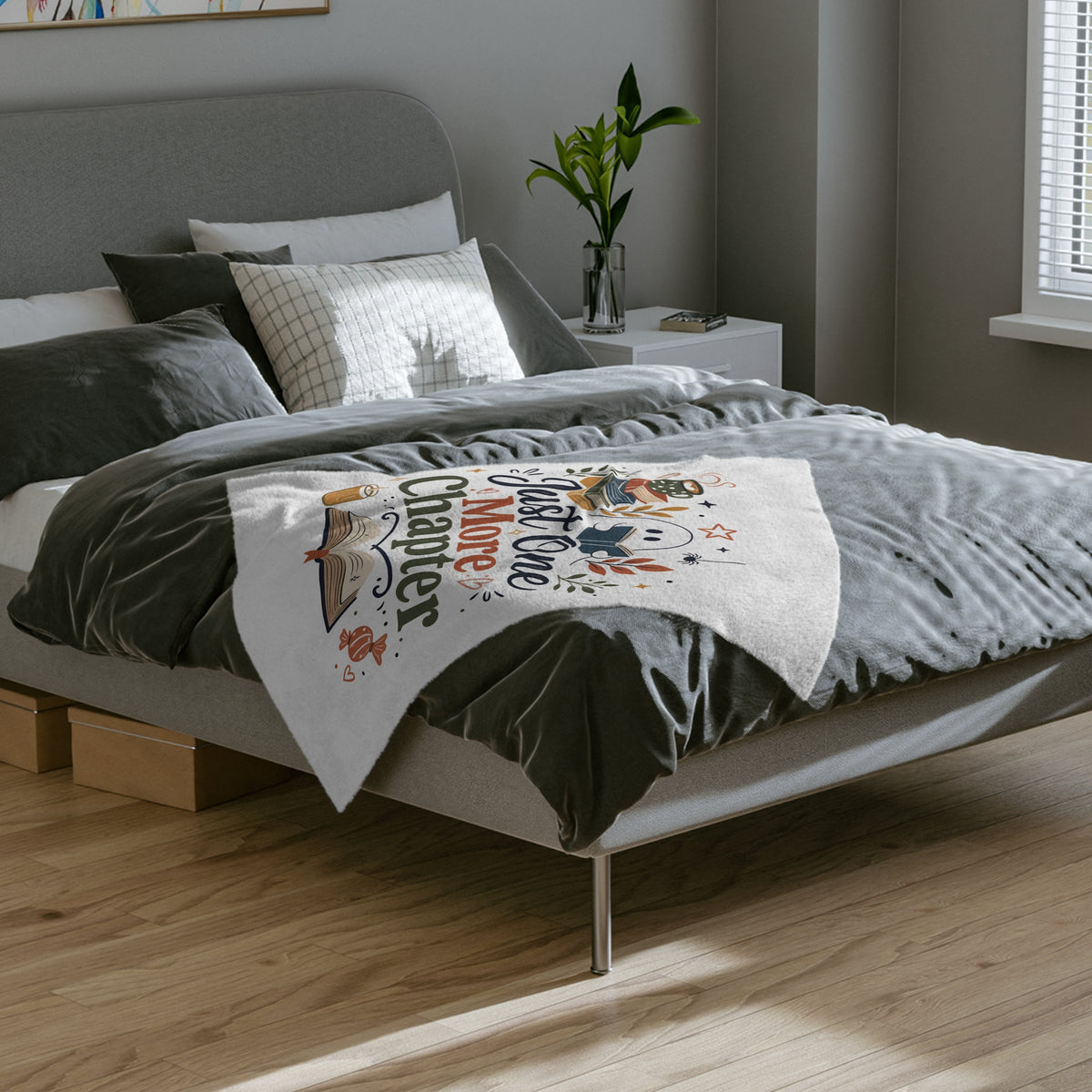 Just One More Chapter Blanket — Cozy Reading Throw for Book Lovers