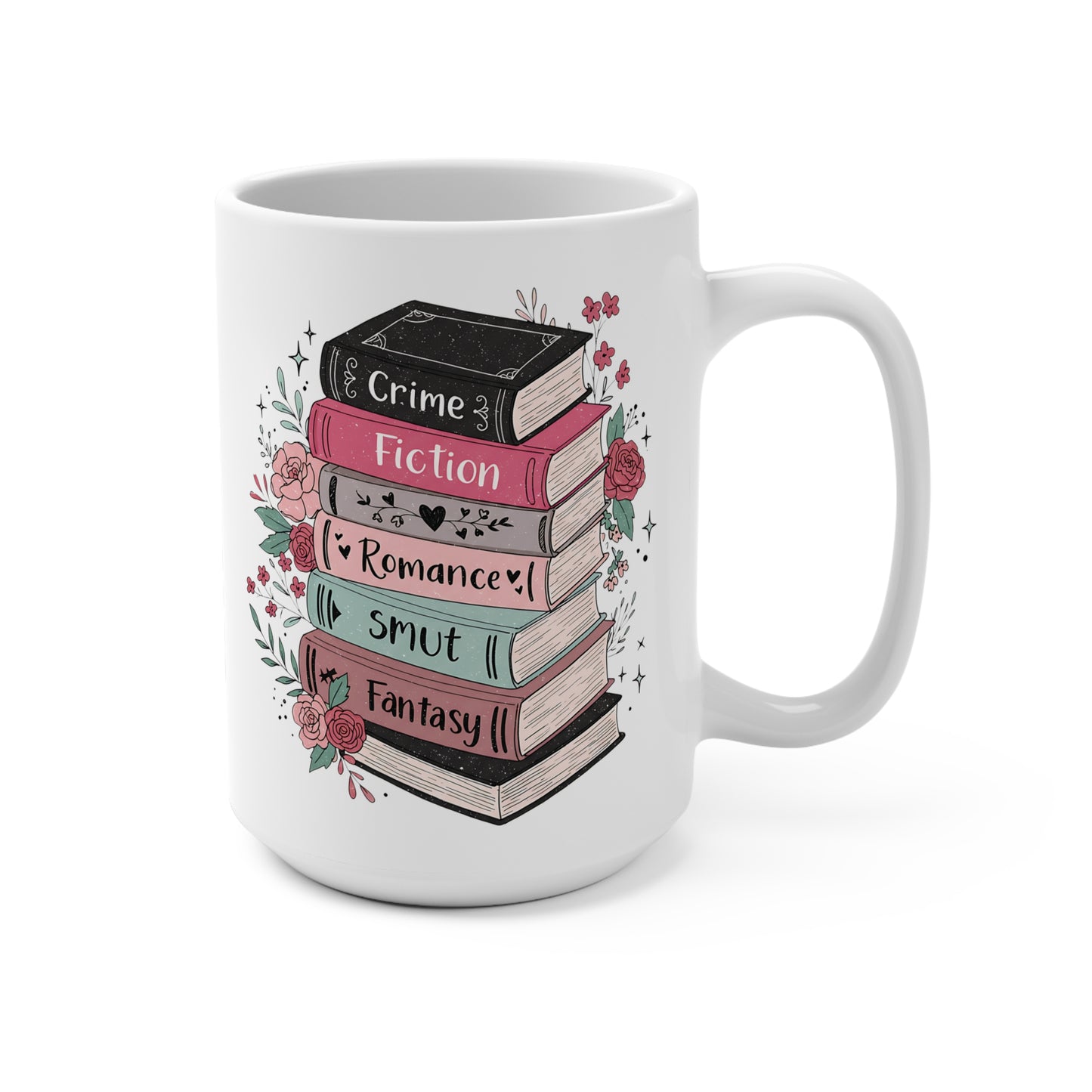 Book Genre Book Stack Mug | Colorful Reader Mug | Bookish Ceramic Mug