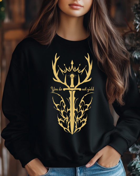 Throne of Glass Inspired Sweatshirt (GOLD)  |  You Do Not Yield | Book Lover Sweatshirt | Reader Gift