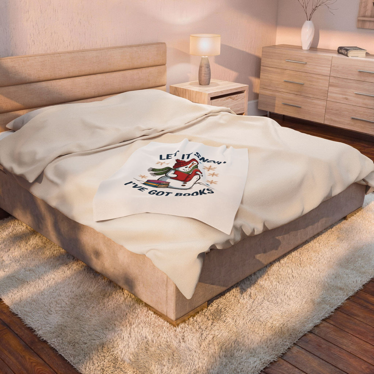 Let it Snow, I've Got Books Velveteen Plush Blanket | Cozy Reader Gift