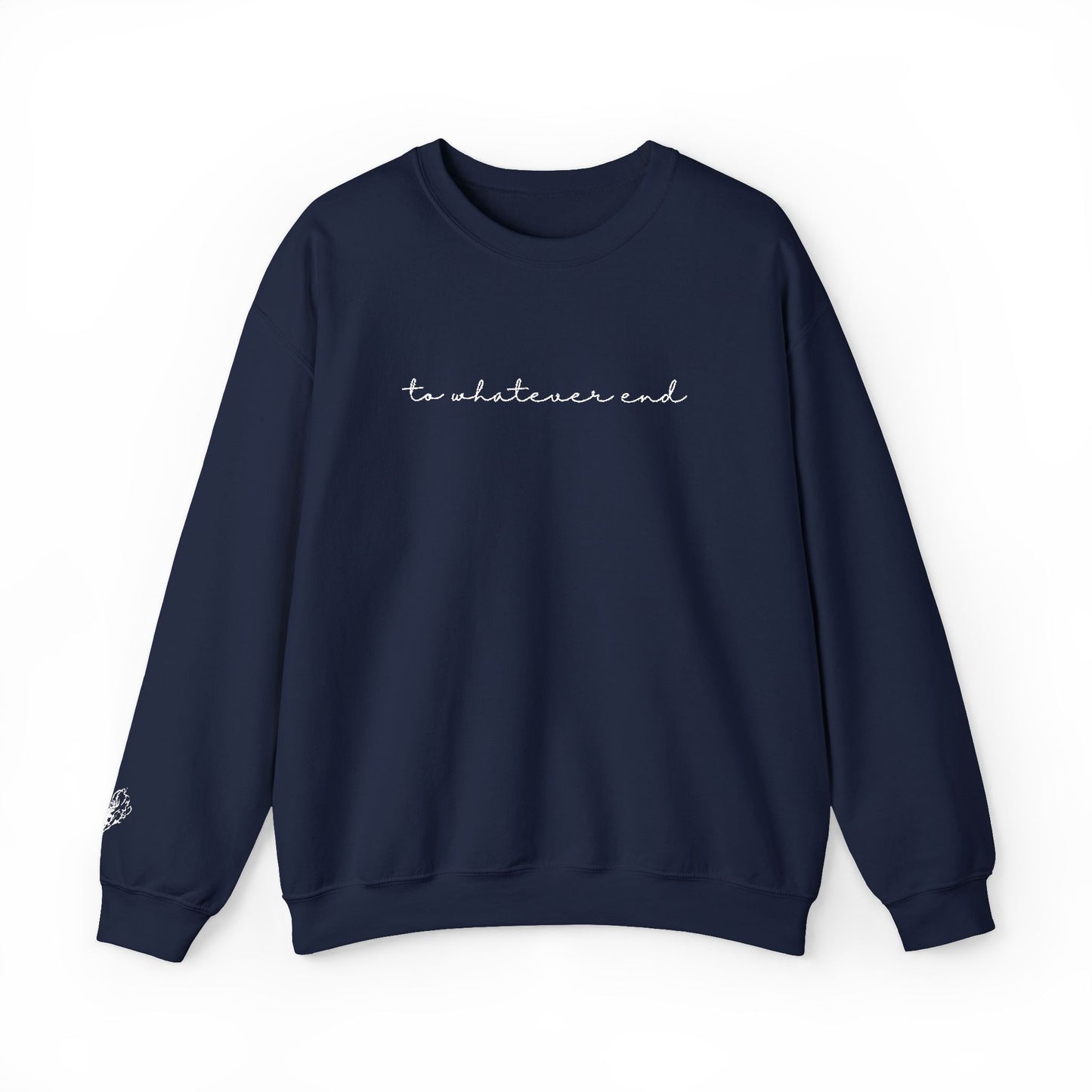 Throne of Glass "To Whatever End" Embroidered Crewneck Sweatshirt with Fireheart sleeve design