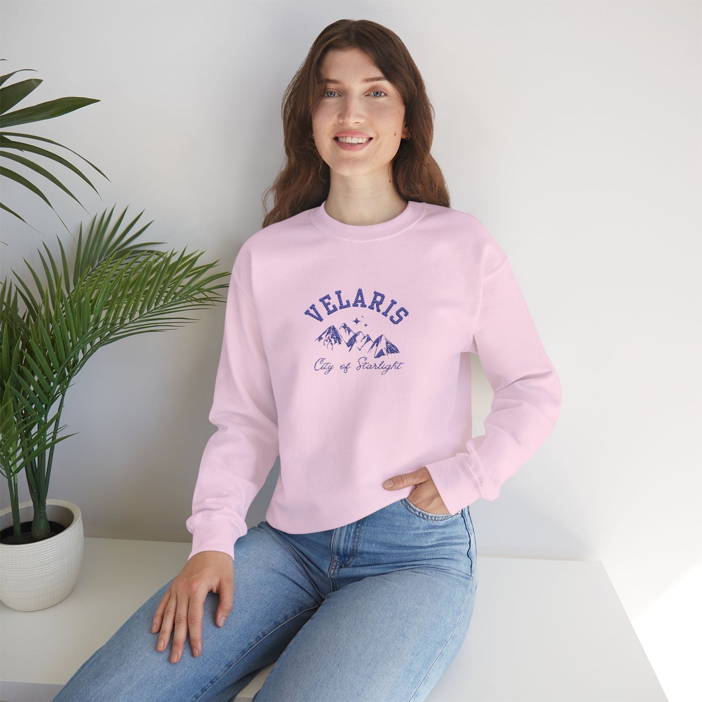 Velaris City of Starlight - Navy Emboridery ACOTAR Embroidered Crewneck Sweatshirt