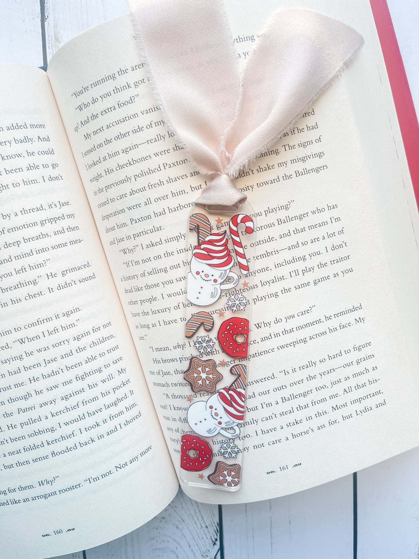 Snowman Cocoa Cups with Donuts & Cookies Holiday Acrylic Bookmark