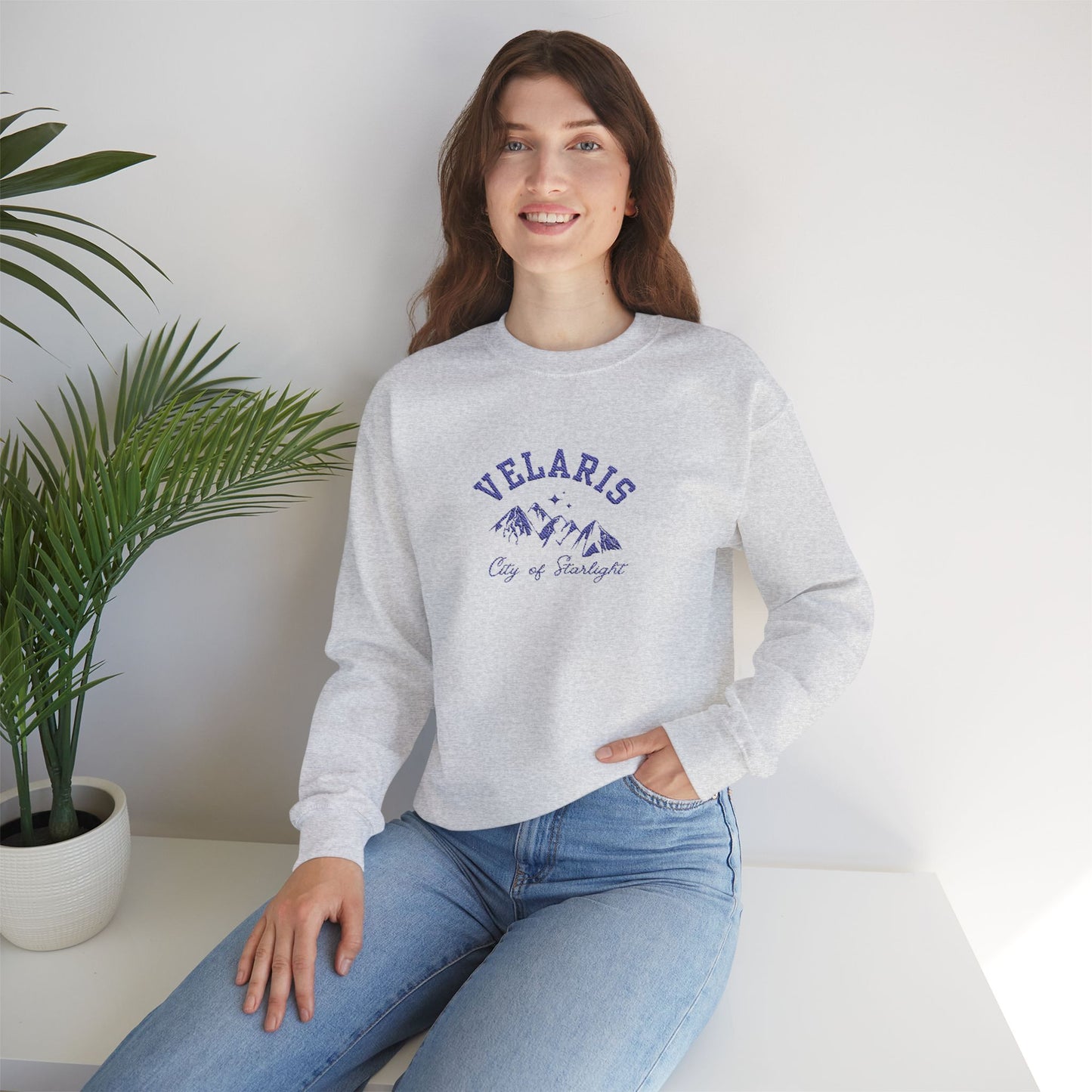 Velaris City of Starlight - Navy Emboridery ACOTAR Embroidered Crewneck Sweatshirt