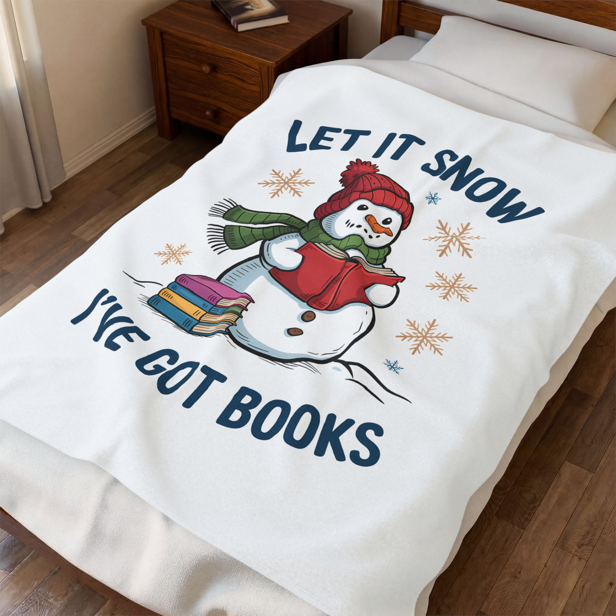 Let it Snow, I've Got Books Velveteen Plush Blanket | Cozy Reader Gift