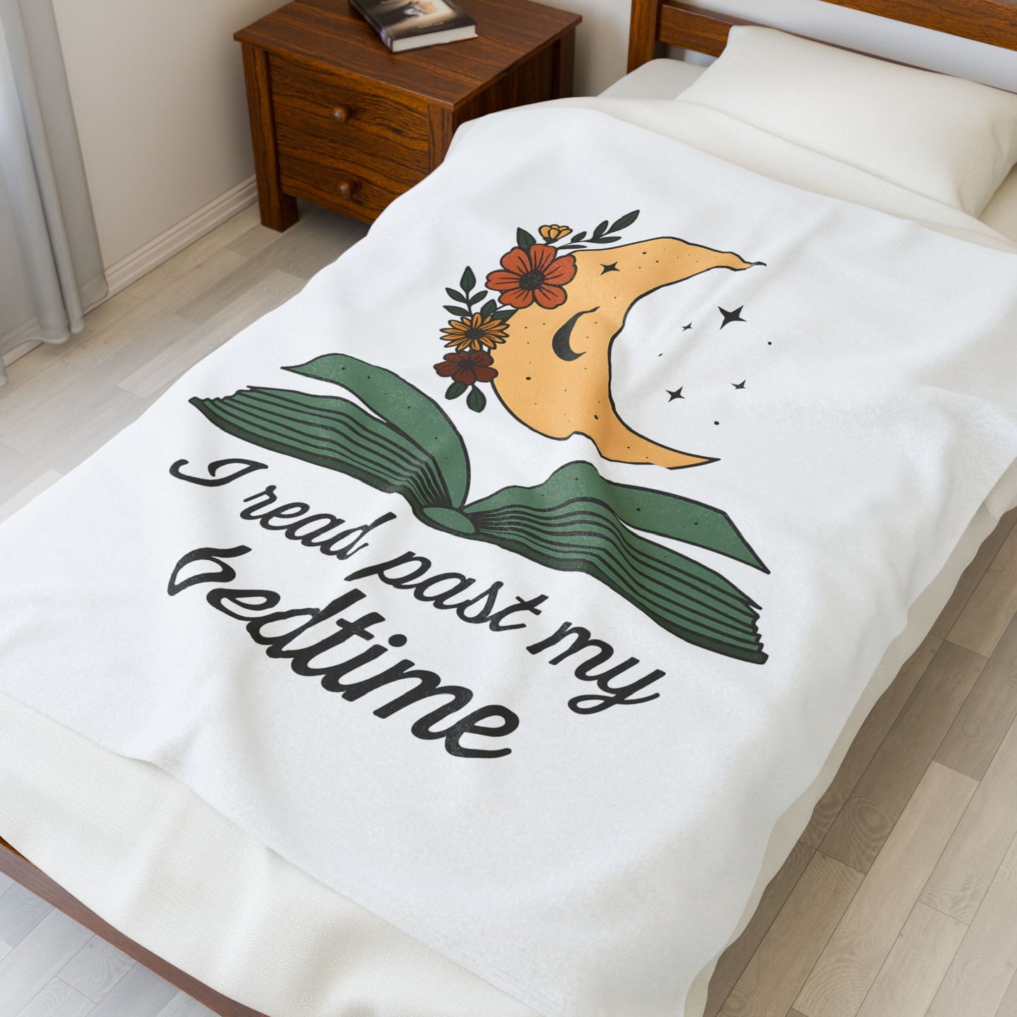 I Read Past My Bedtime Book Lover Throw Blanket | Bookish Velveteen Blanket