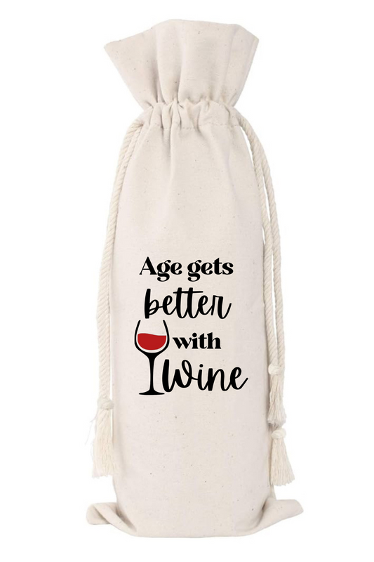 Age Gets Better With Wine Canvas Wine Bag