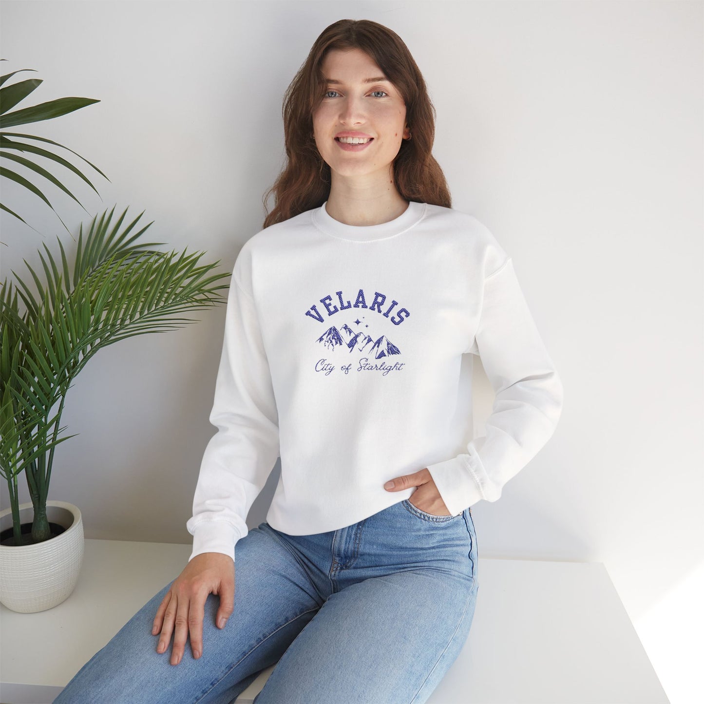 Velaris City of Starlight - Navy Emboridery ACOTAR Embroidered Crewneck Sweatshirt