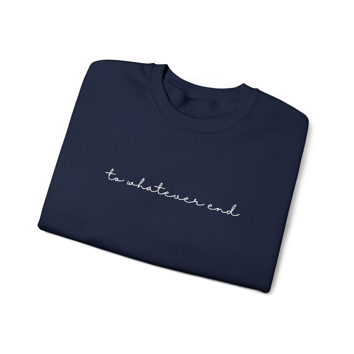 Throne of Glass "To Whatever End" Embroidered Crewneck Sweatshirt with Fireheart sleeve design